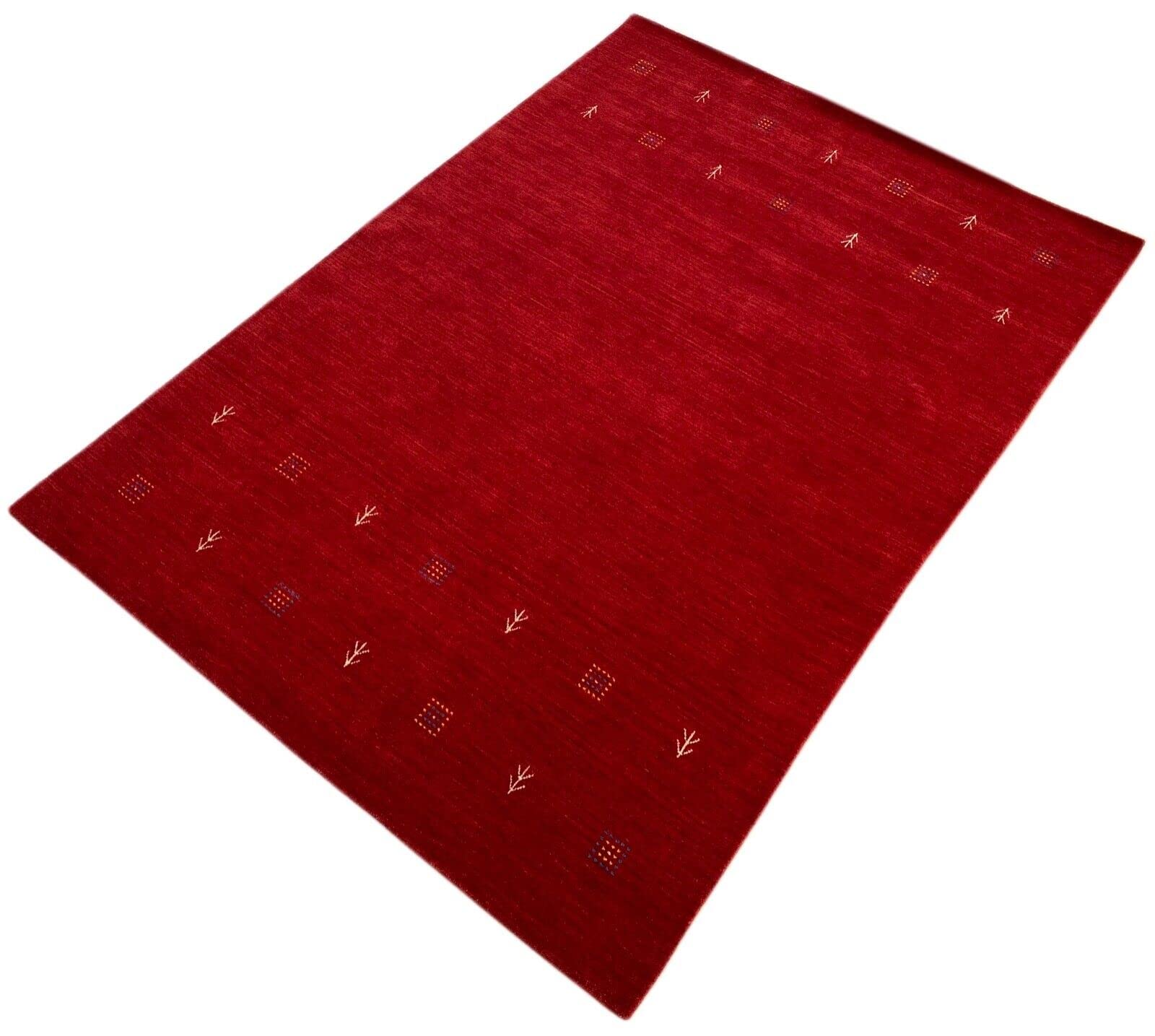 Gabbeh Teppich Rot 100% Wolle Orientteppich Handgewebt Loom Brücke G543 T6 (Maße: 170x240 cm)