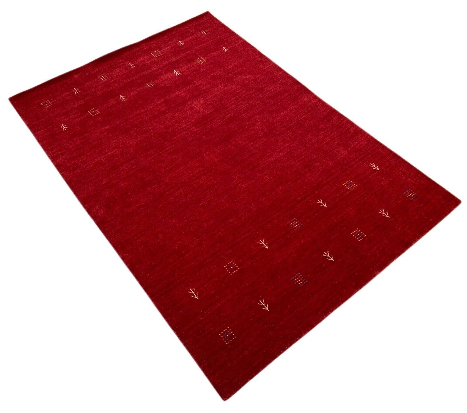 Gabbeh Teppich Rot 100% Wolle Orientteppich Handgewebt Loom Brücke G543 T6 (Maße: 170x240 cm)