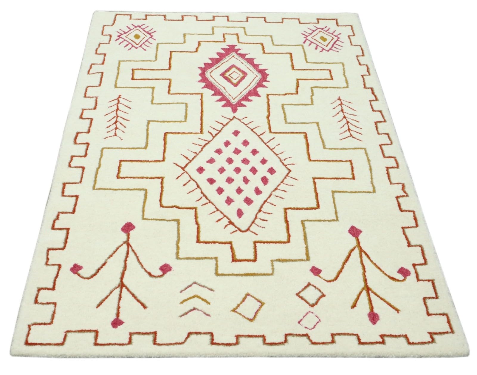 Wollteppich Bunt Berber Muster Marokko Stil Handgetuftet 120x180 cm 170X240 cm