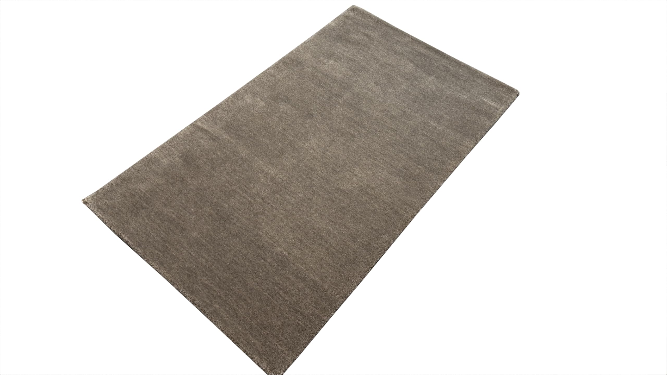 Taup Grau Teppich 100% Wolle 90x160 cm Handgewebt einfarbig gefärbt Uni AN2