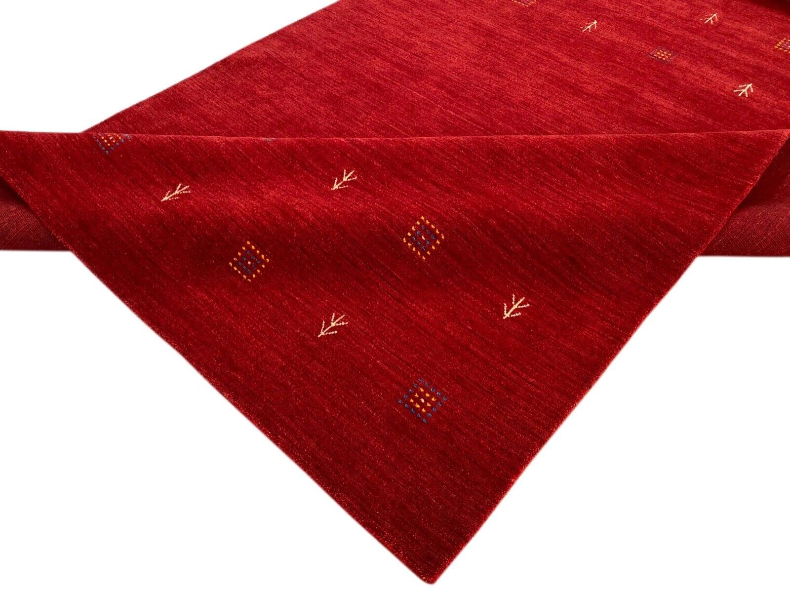 Gabbeh Teppich Rot 100% Wolle Orientteppich Handgewebt Loom Brücke G543 T6 (Maße: 170x240 cm)