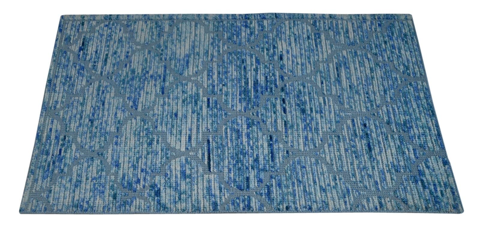 Modernes Handgeknüpfter Wolle 90x150 Compatible with Vintage Blau Wohnzimmer Teppich SH173