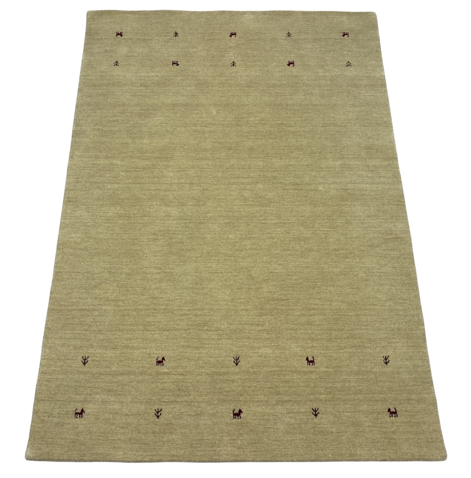 Gabbeh Beige Teppich 100% Wolle Handgewebt Orientteppich Loom Lori (200 x 250 cm, Beige T3)