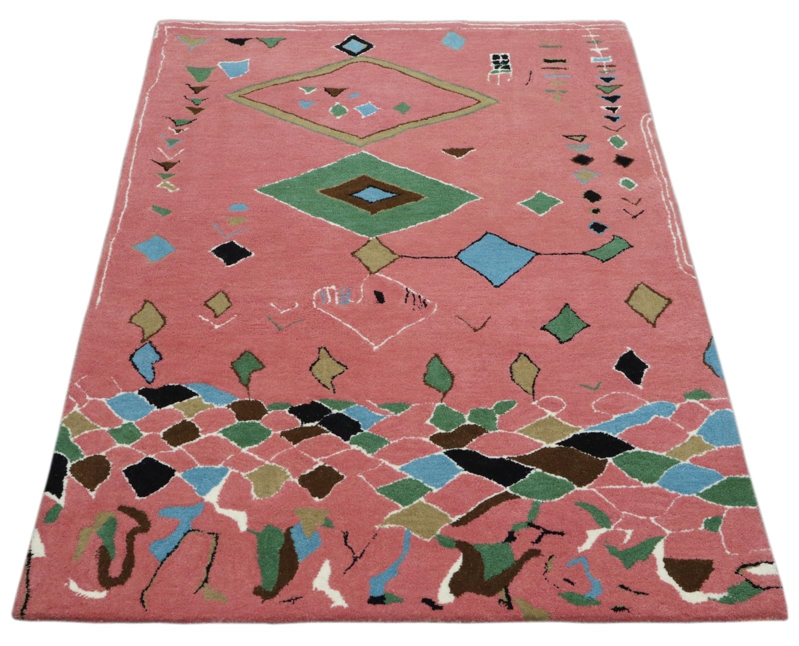 Wollteppich Bunt Berber Muster Marokko Stil Handgetuftet 120x180 cm 170X240 cm