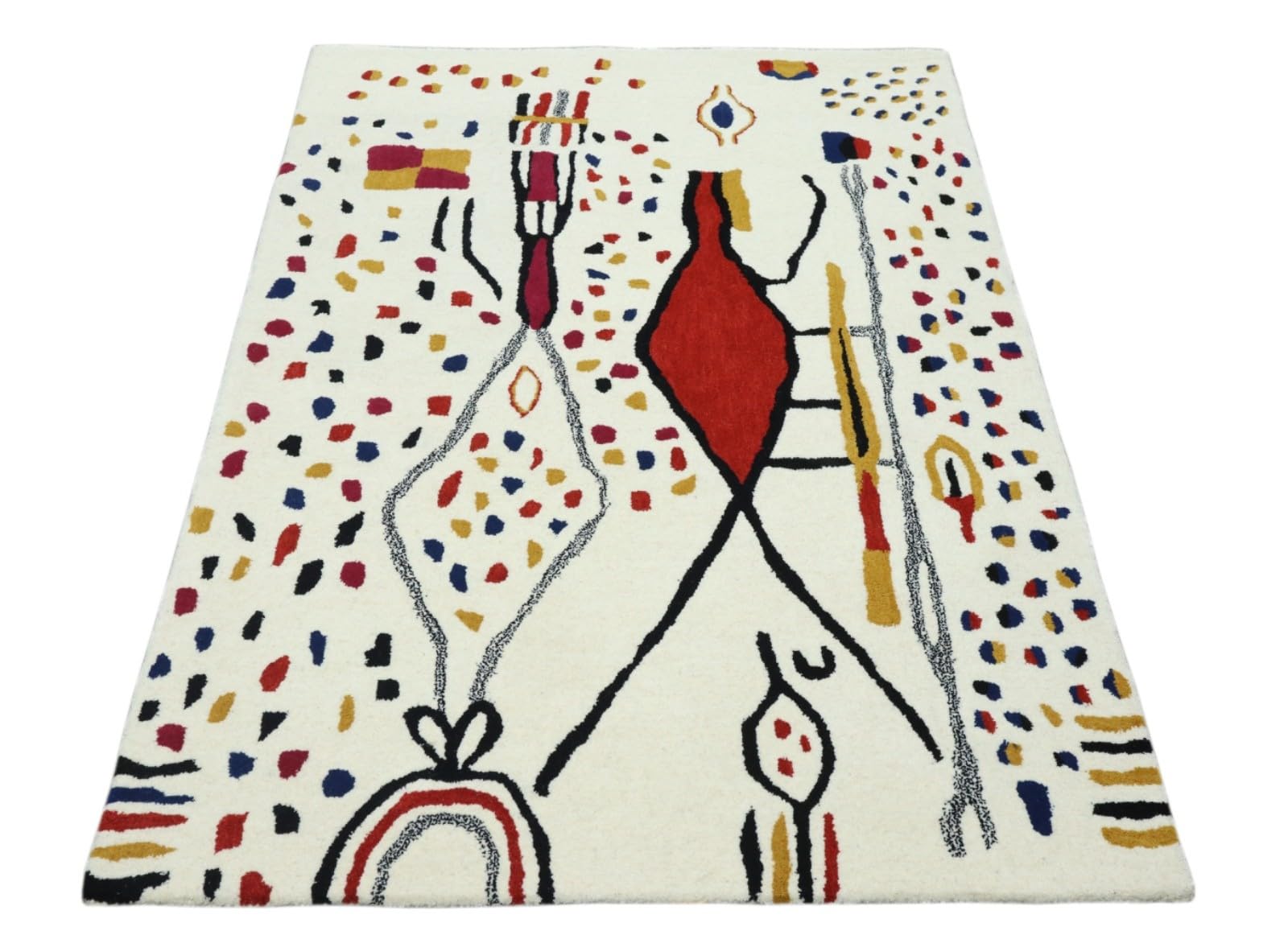 Wollteppich Bunt Berber Muster Marokko Stil Handgetuftet 120x180 cm 170X240 cm