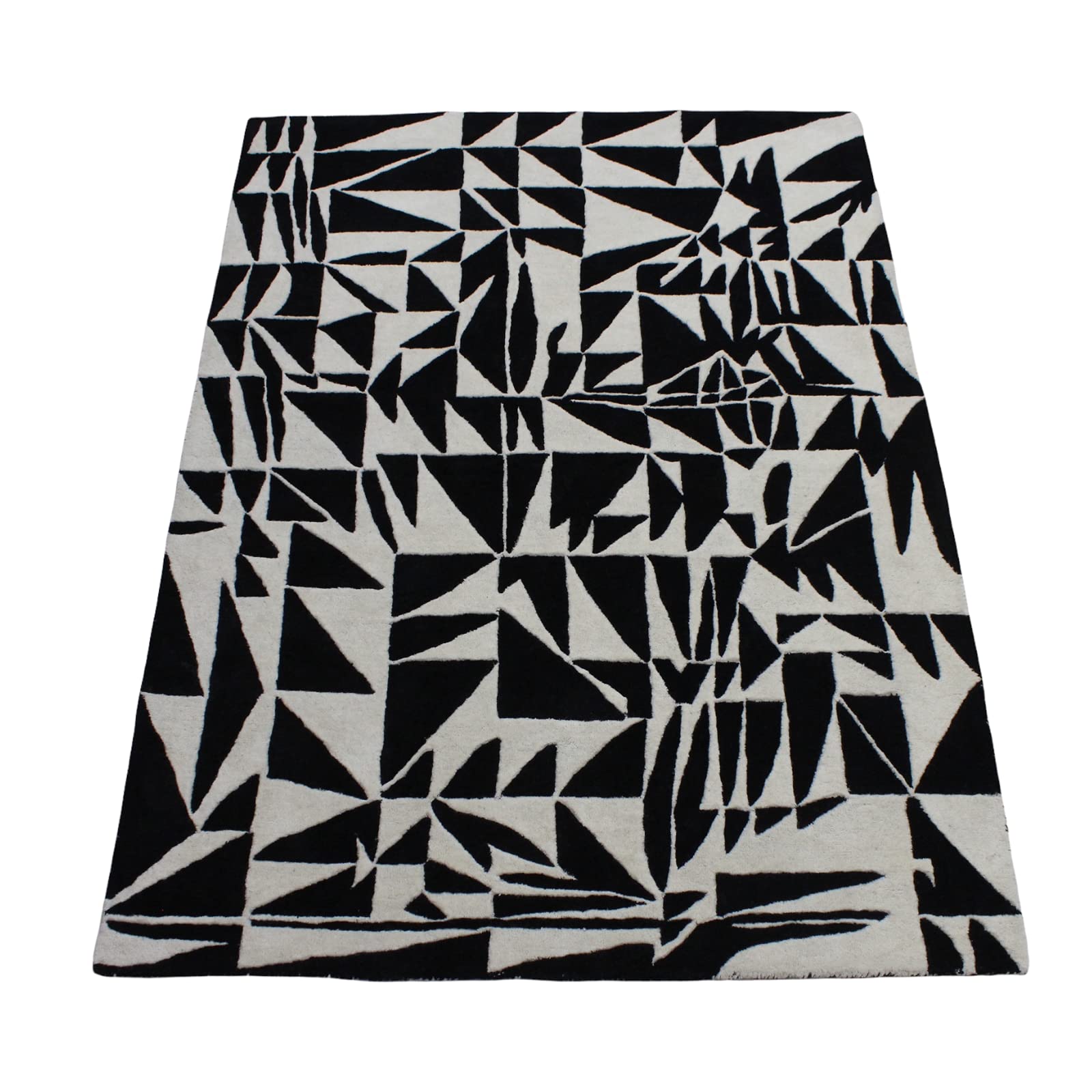 Schwarz Beige 100% Wolle Teppich Handarbeit (ME-4, 170 x 240 cm)