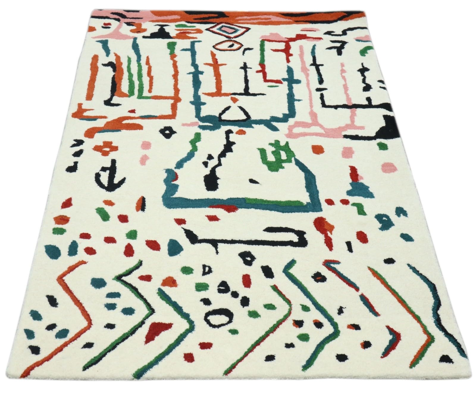 Wollteppich Bunt Berber Muster Marokko Stil Handgetuftet 120x180 cm 170X240 cm