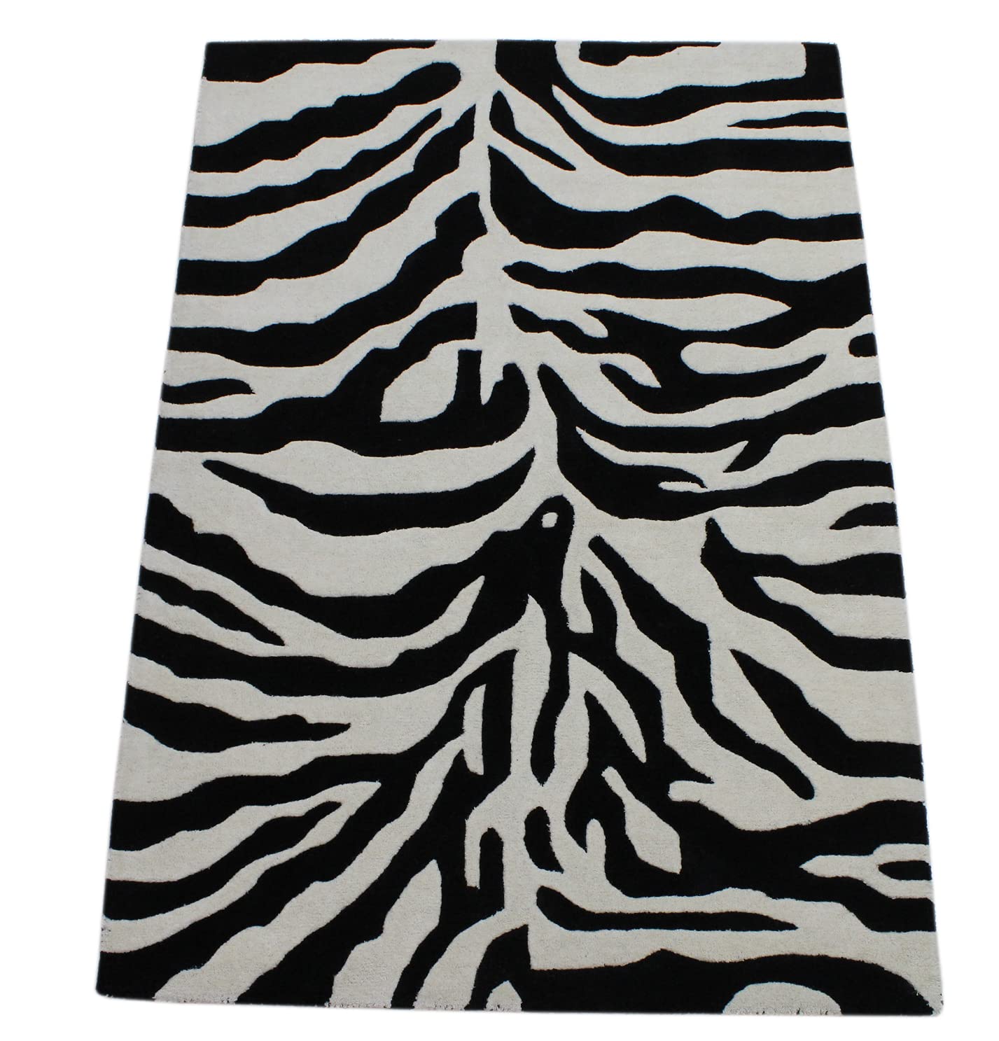 Schwarz Beige 100% Wolle Teppich Handarbeit (ME-5, 120 x 180 cm)