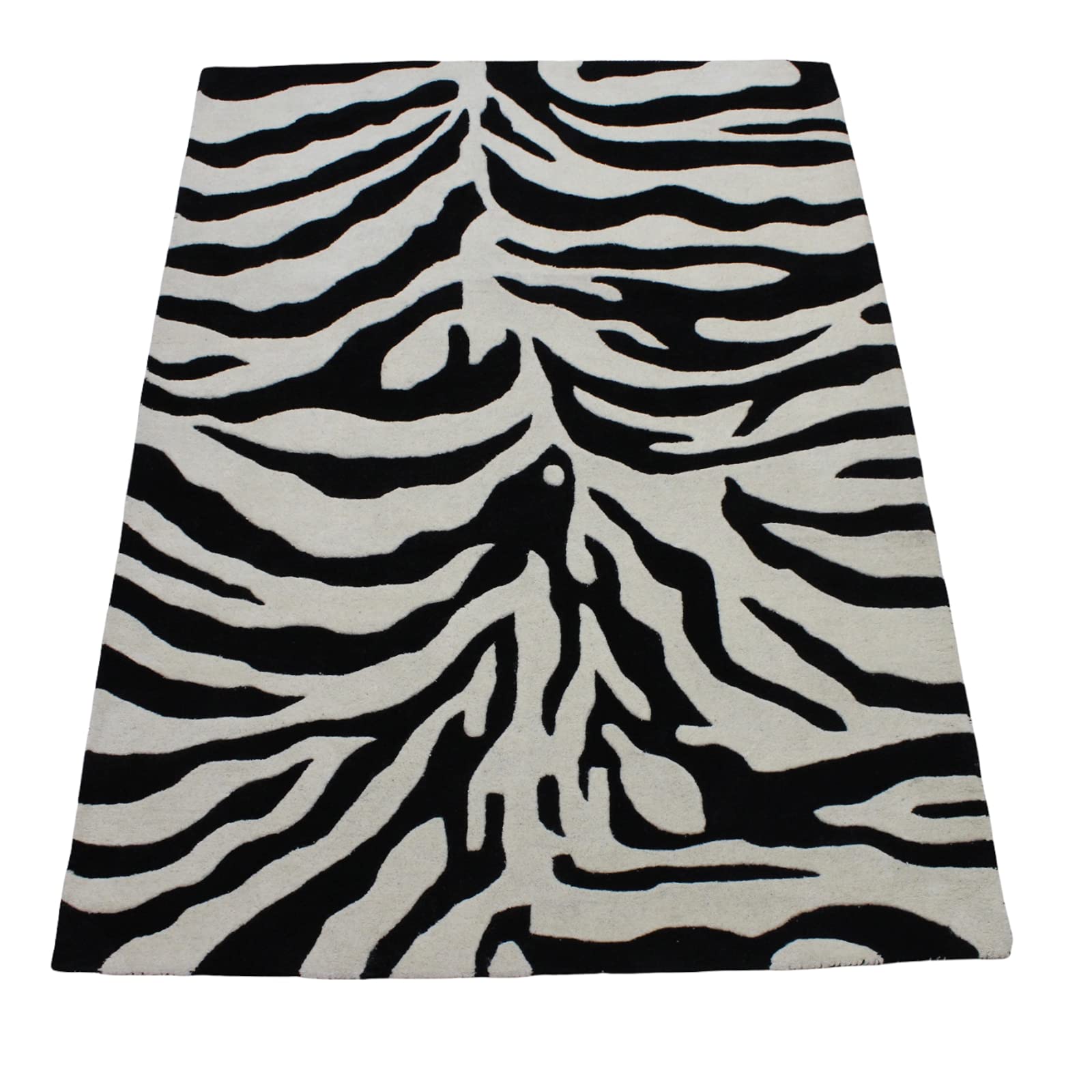 Schwarz Beige 100% Wolle Teppich Handarbeit (ME-5, 170 x 240 cm)