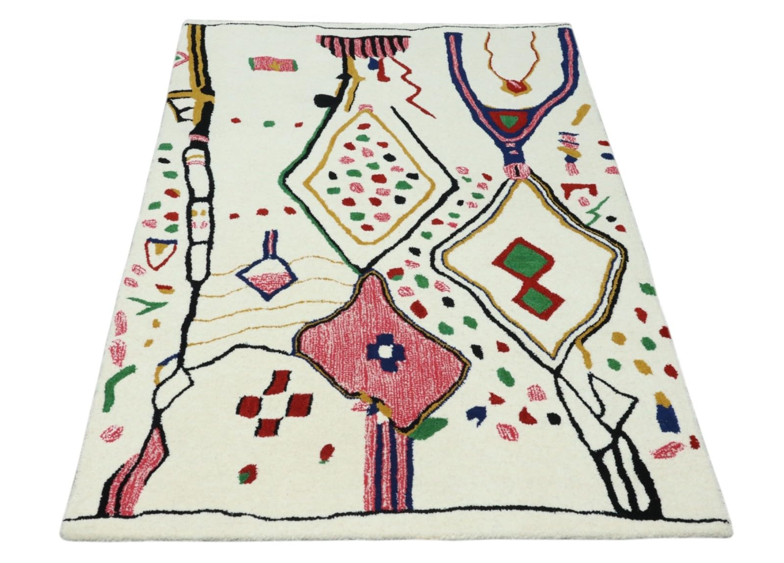 Wollteppich Bunt Berber Muster Marokko Stil Handgetuftet 120x180 cm 170X240 cm