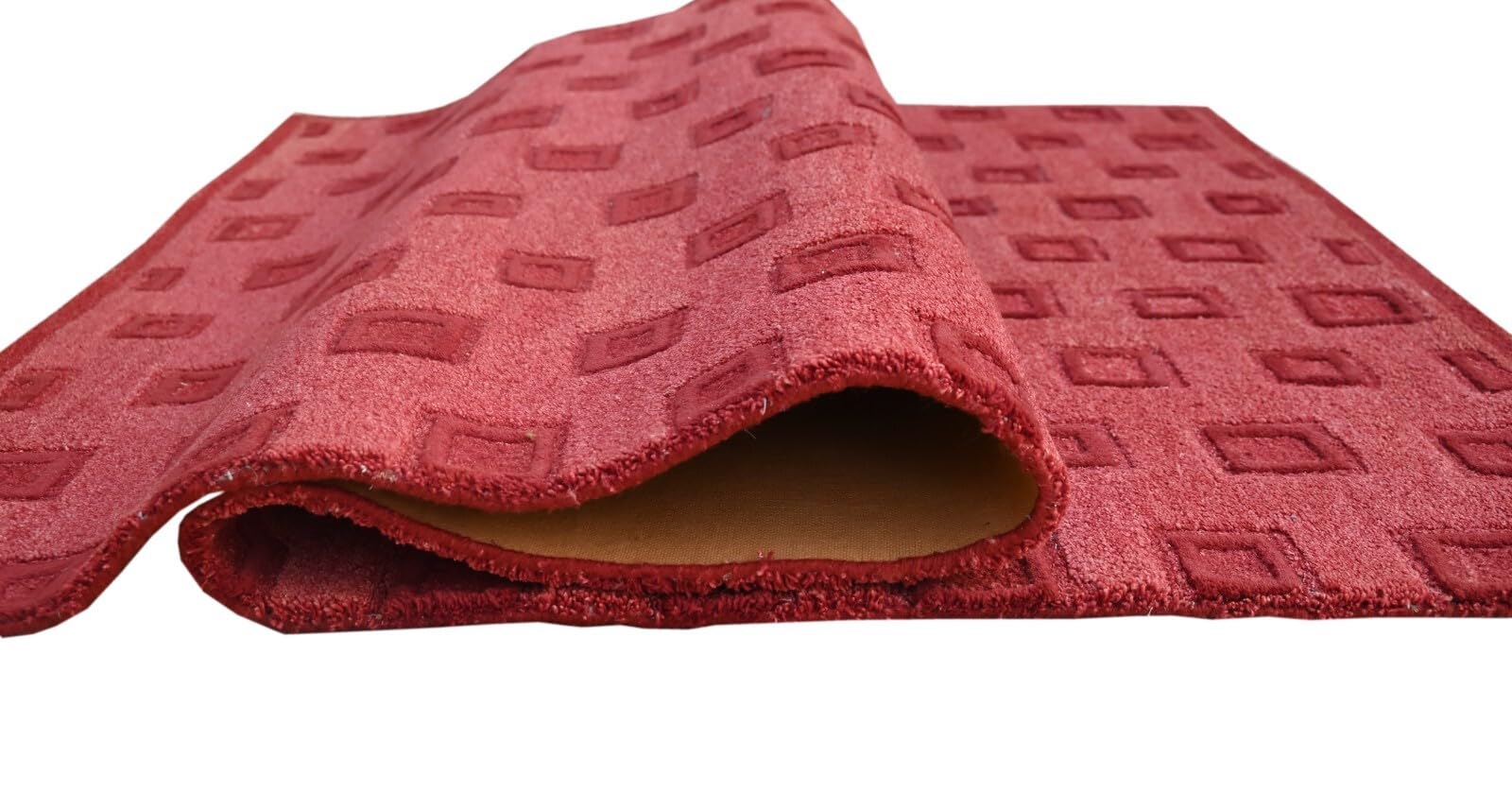 Handgetufteter Wollteppich 170x240 cm Rot – Moderner Wohnzimmer Teppich aus Wolle, SH241