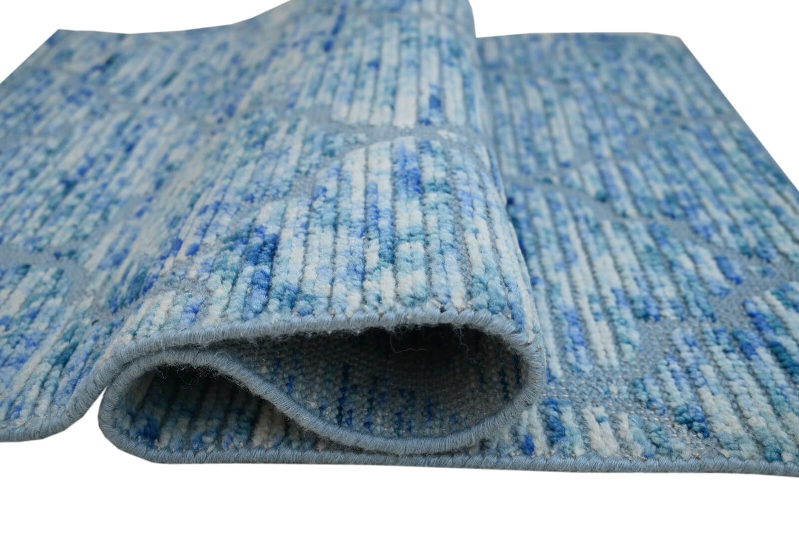 Modernes Handgeknüpfter Wolle 90x150 Compatible with Vintage Blau Wohnzimmer Teppich SH173