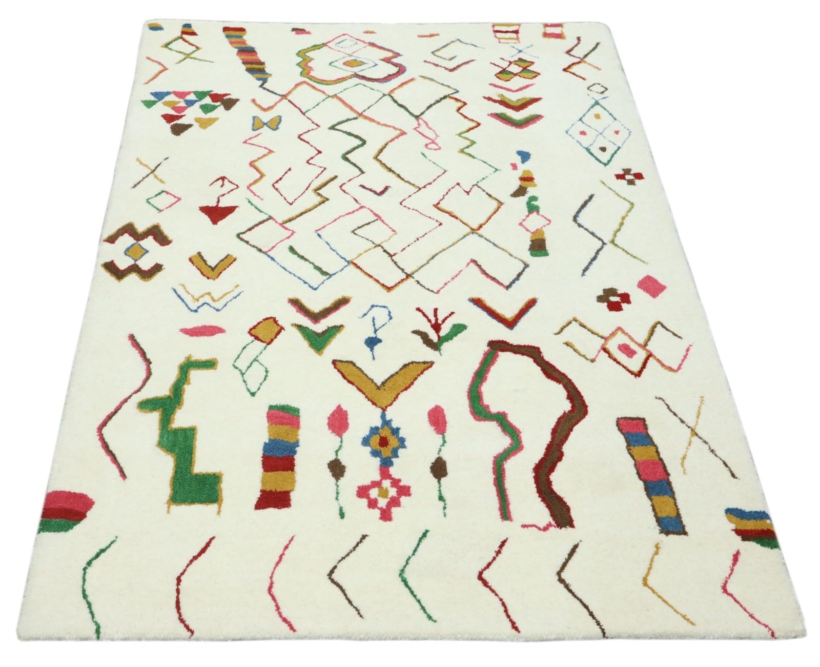 Wollteppich Bunt Berber Muster Marokko Stil Handgetuftet 120x180 cm 170X240 cm