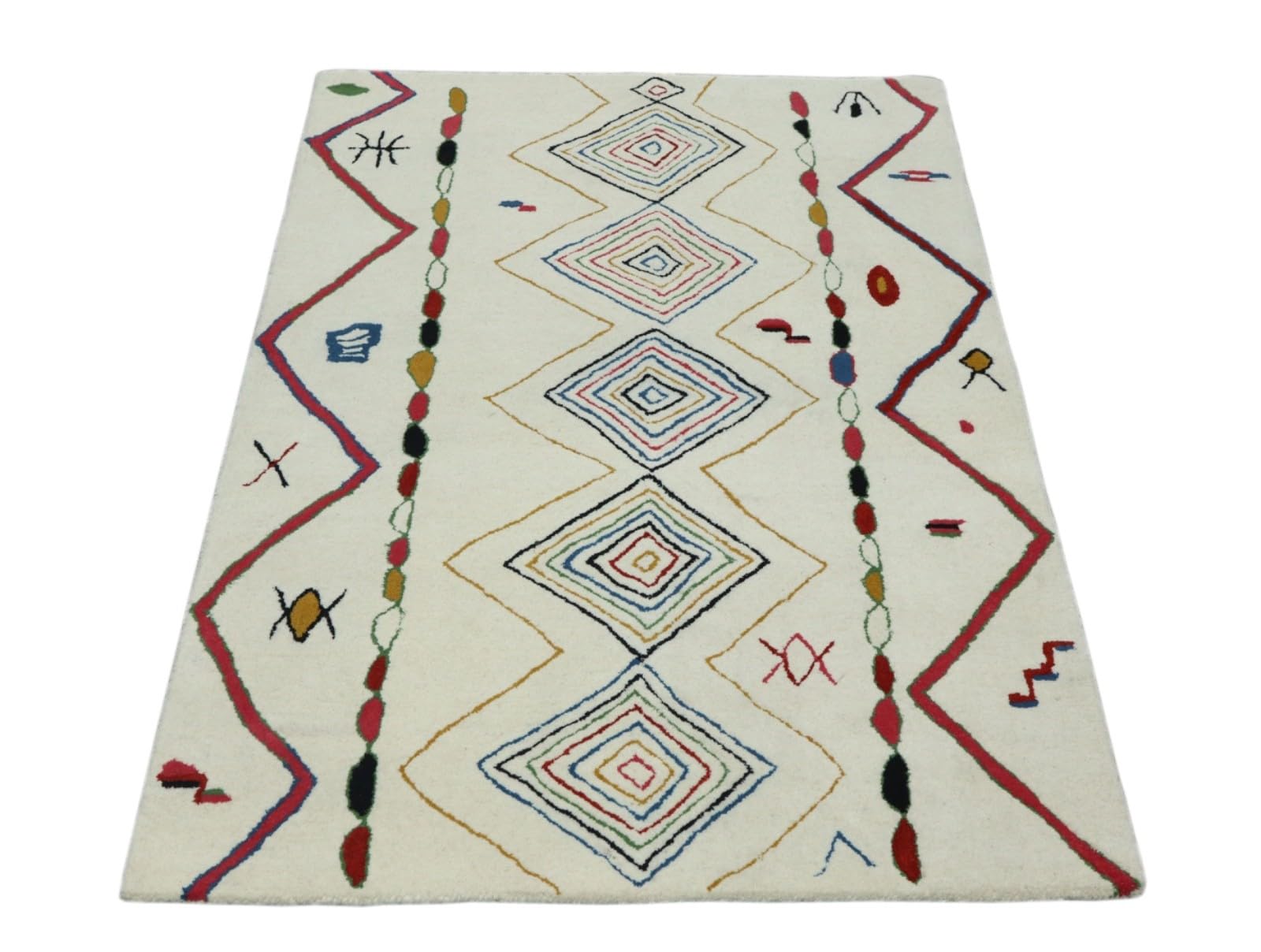 Wollteppich Bunt Berber Muster Marokko Stil Handgetuftet 120x180 cm 170X240 cm