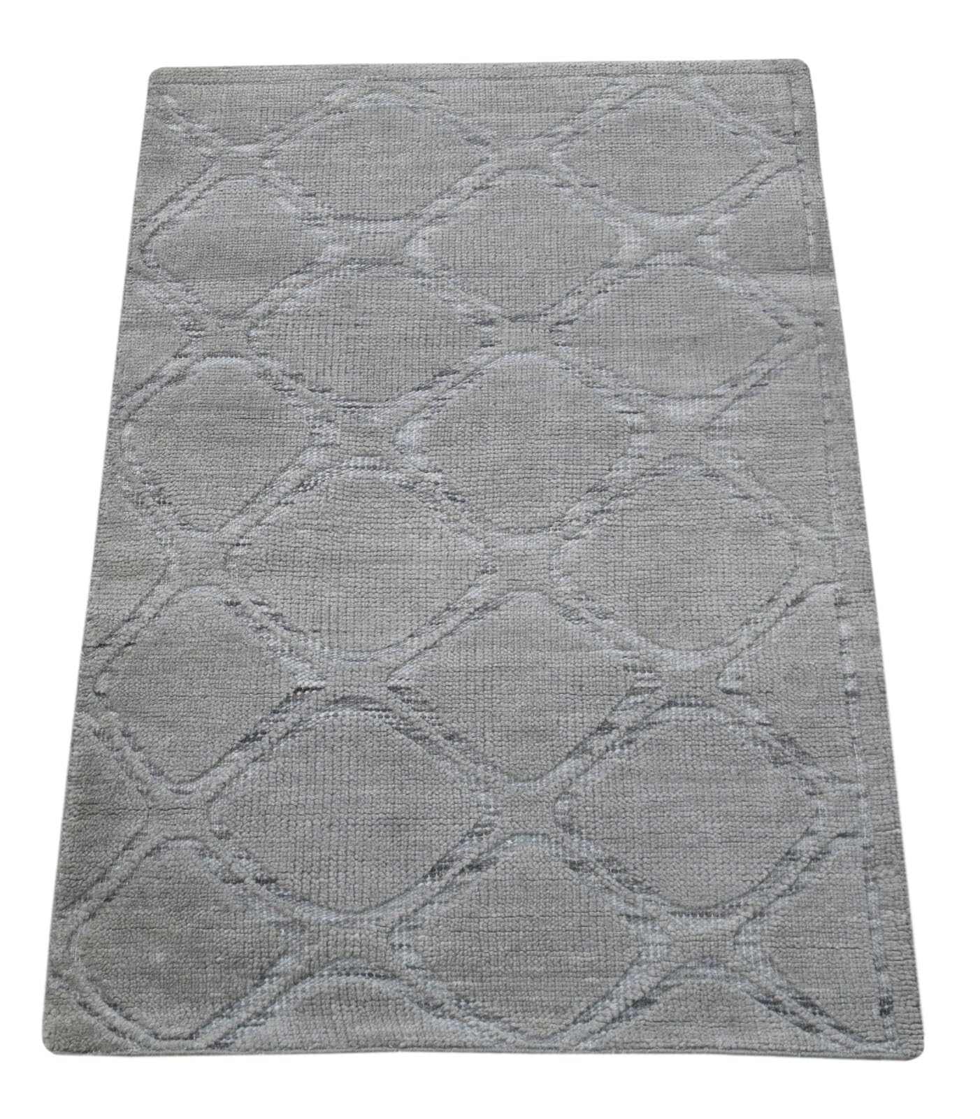 Modernes Handgeknüpfter Wolle 90x150 Compatible with Vintage grau Wohnzimmer Teppich SH184