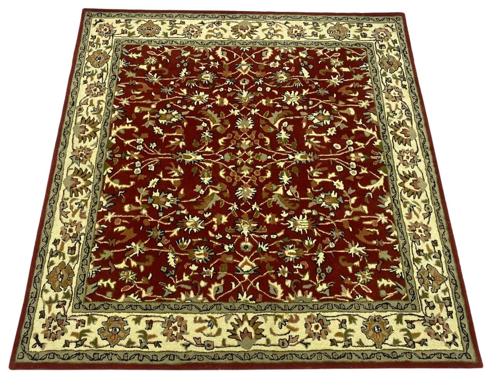 Orientteppich Rot Teppich 100% Wolle Herati Braun Beige Handgetuftet Handgewebt (Maße:140X200 cm;)