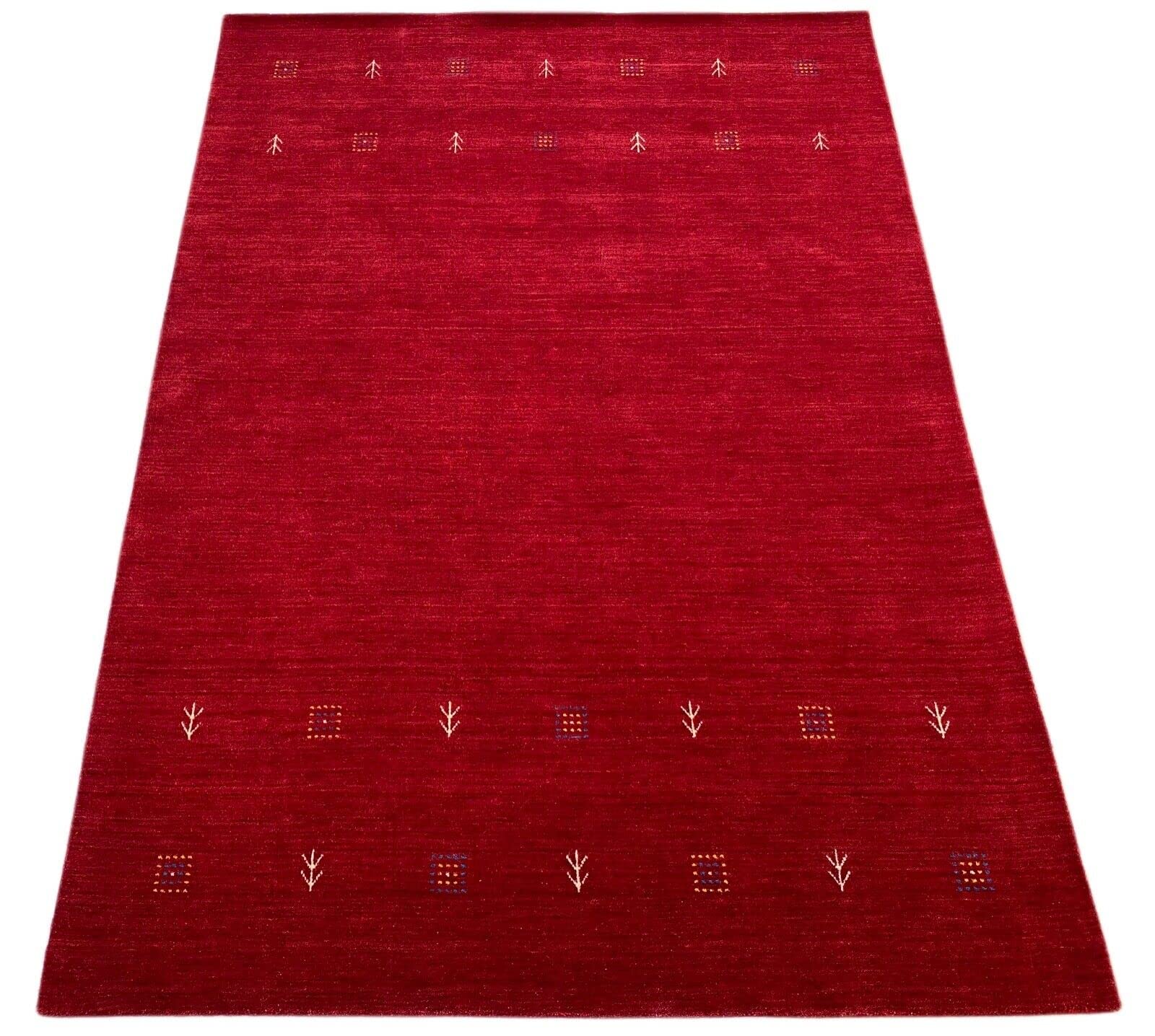 Gabbeh Teppich Rot 100% Wolle Orientteppich Handgewebt Loom Brücke G543 T6 (Maße: 170x240 cm)