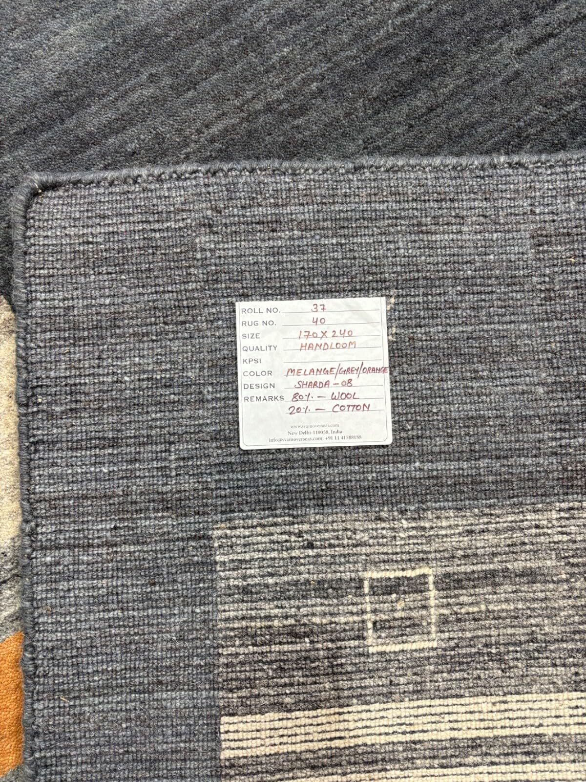 Handgewebter Wolle Teppich 170x240 cm Farbe: Grau, Orange, beige Sharda08