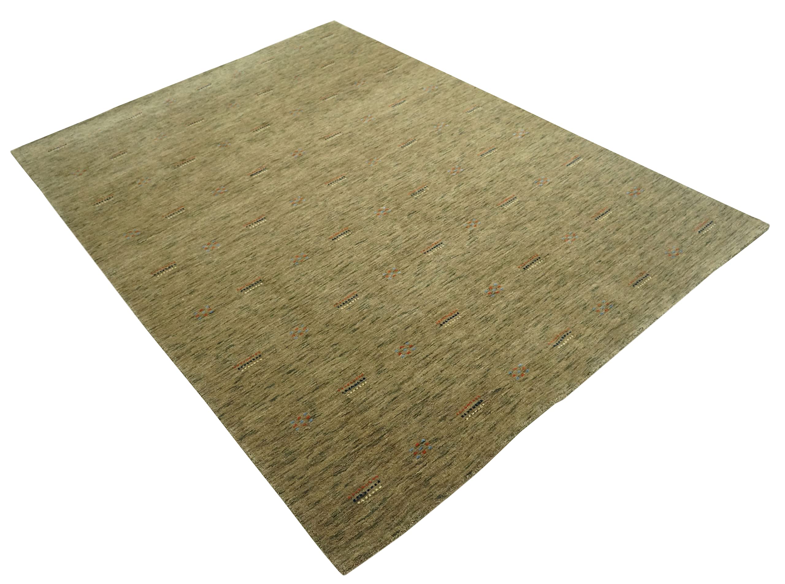Gabbeh Teppich Dunkel Beige 100% Wolle 170x240 cm Handgewebt Orientteppich Lr663
