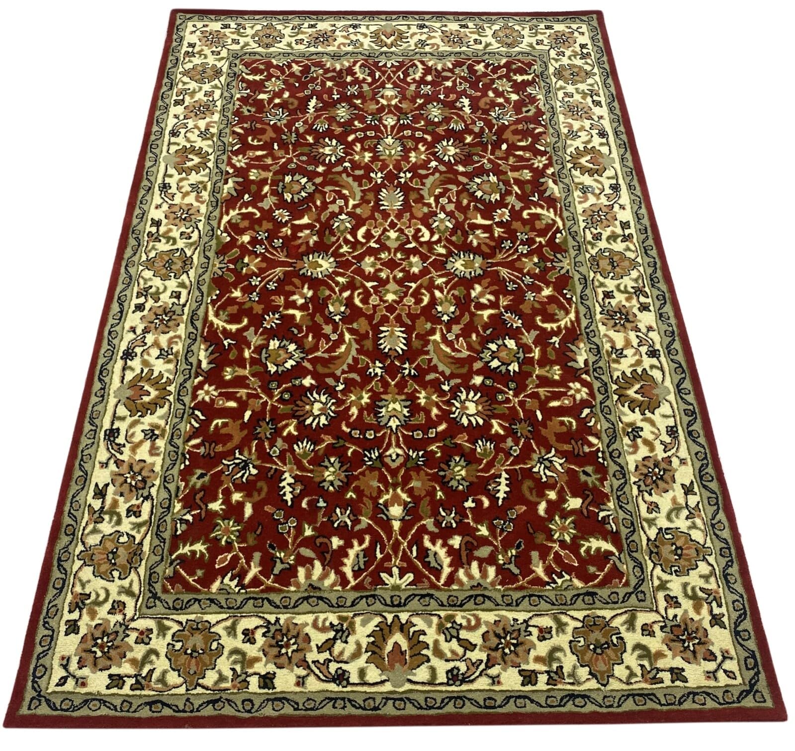 Orientteppich Rot Teppich 100% Wolle Herati Braun Beige Handgetuftet Handgewebt (Maße:140X200 cm;)
