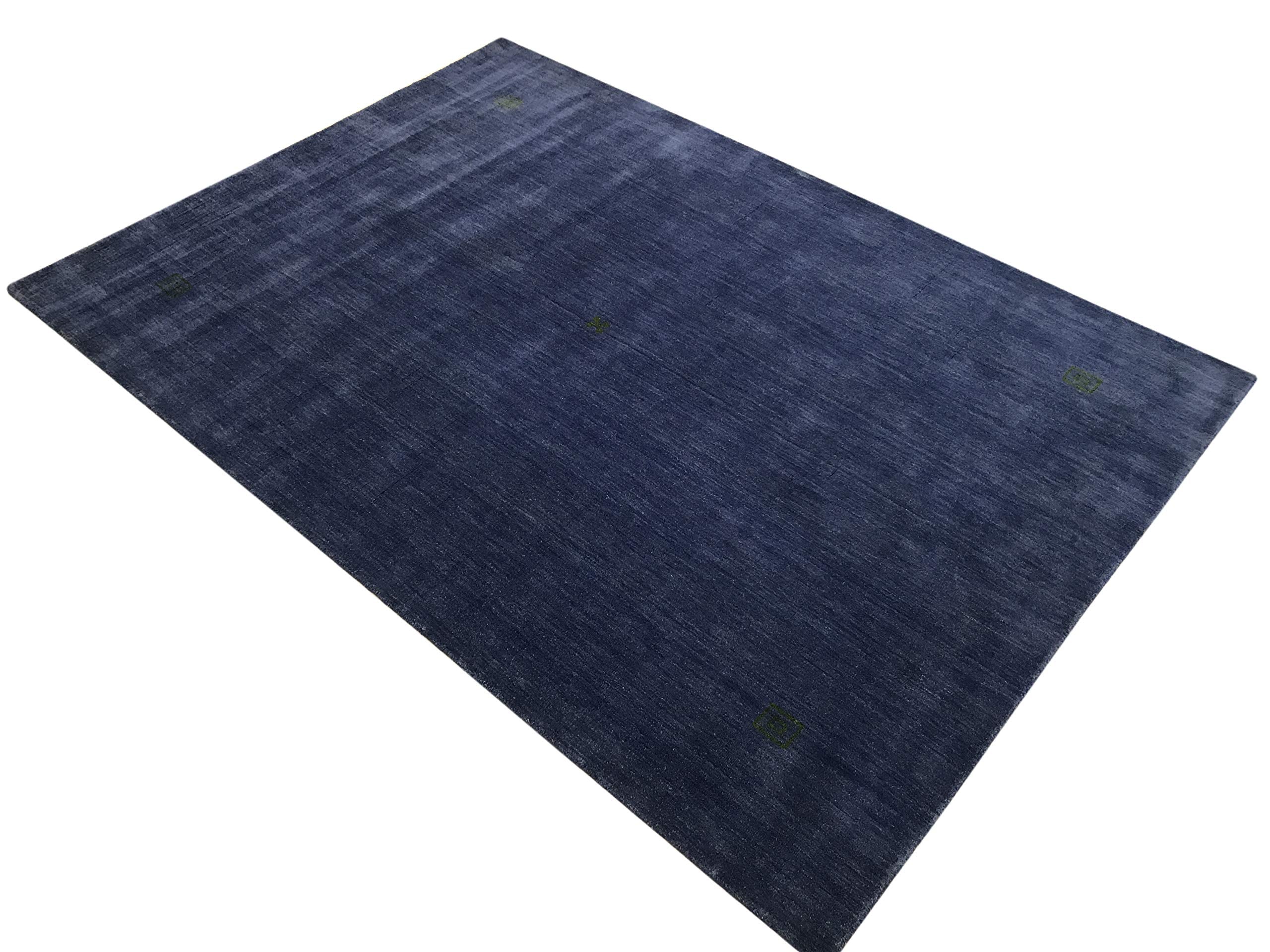 WAWA TEPPICHE Orientteppich Handgewebt Gabbeh Loom Handgefertigt Teppich 100% Wolle Lori Buff Debbich (BLU, 170 x 240 cm)