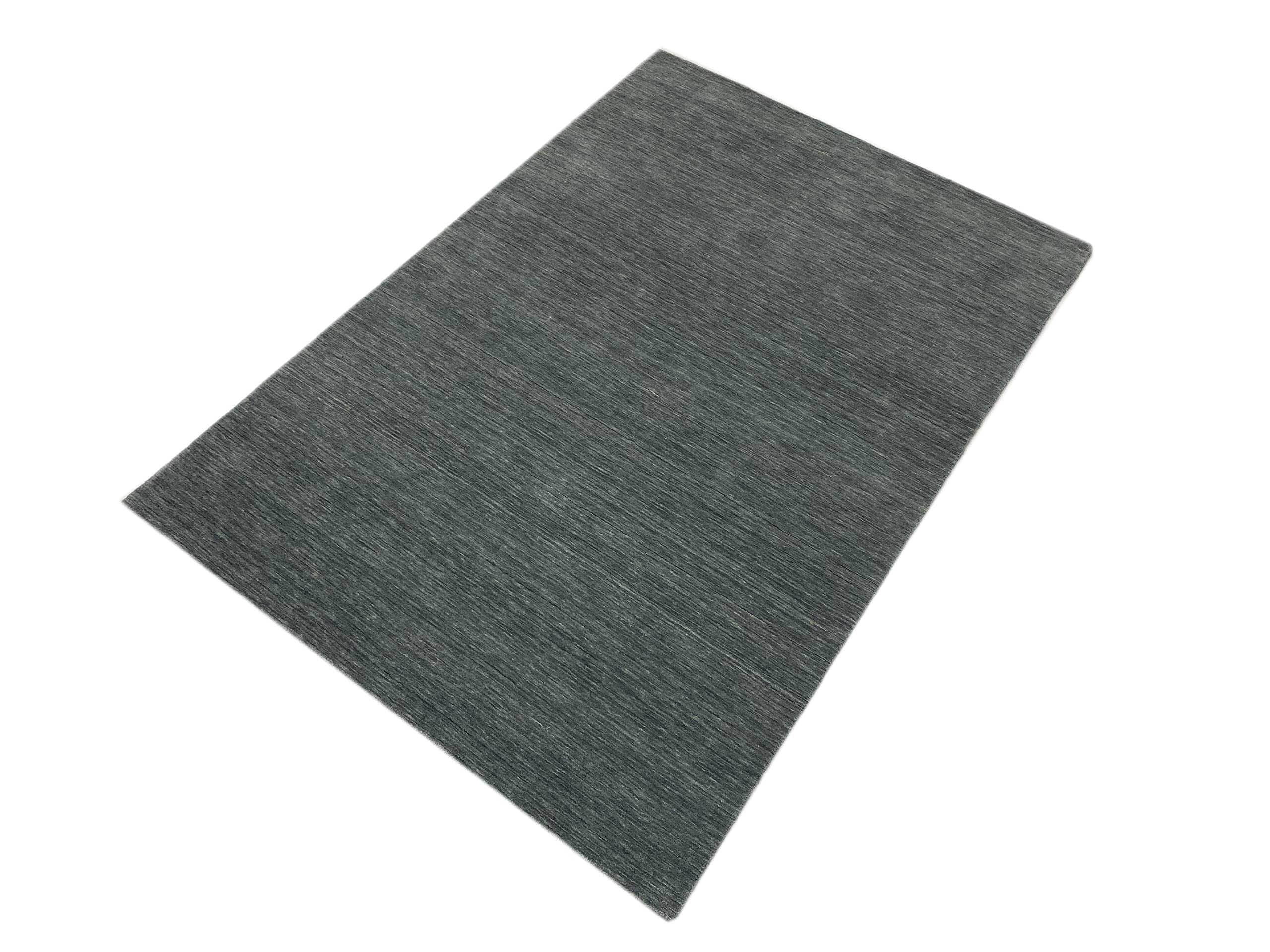 Teppich 100% Wolle Gabbeh 170x240 cm Handgewebt einfarbig gefärbt (Grau)