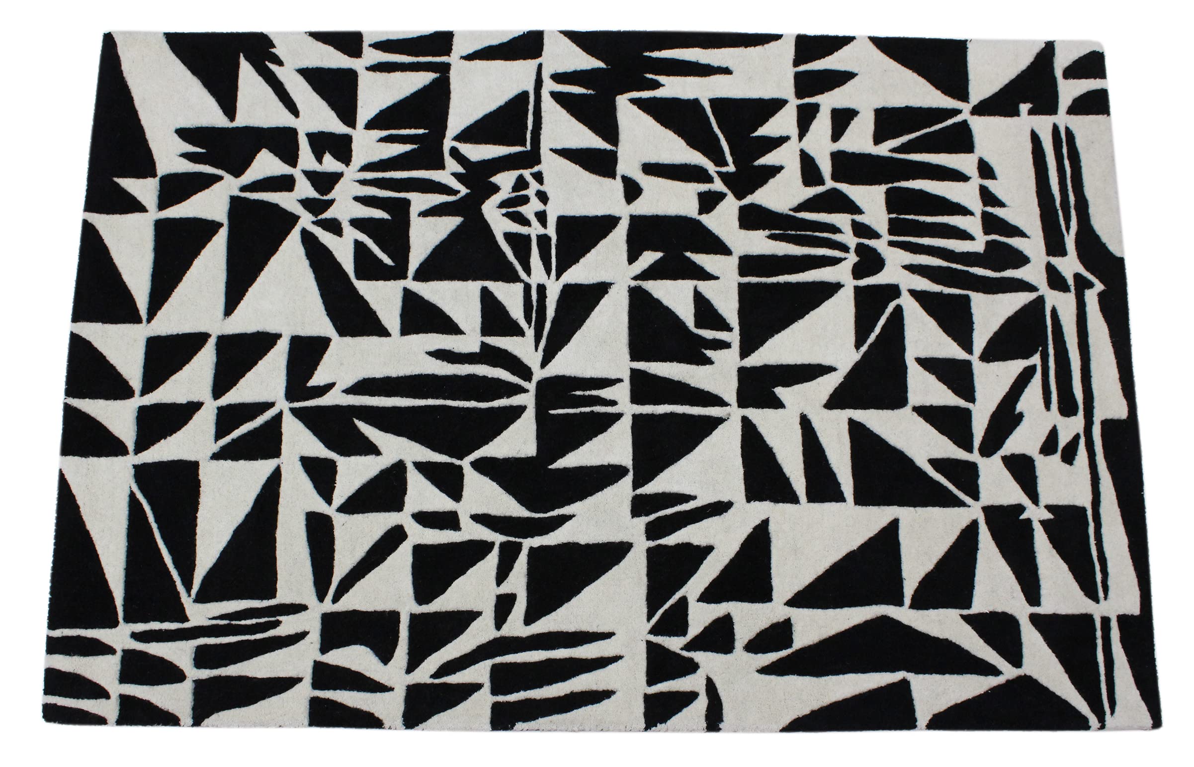 Schwarz Beige 100% Wolle Teppich Handarbeit (ME-4, 120 x 180 cm)