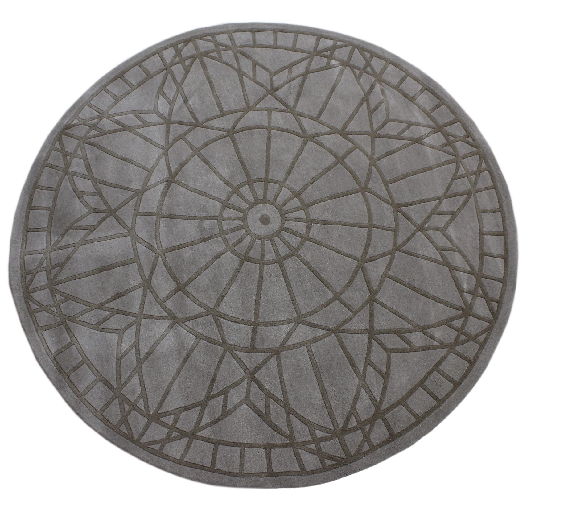 Beige Teppich 100% Wolle Handarbeit Designer Wohnzimmer Teppich 200X200 cm (200 X 200 cm Round, Light Gray)