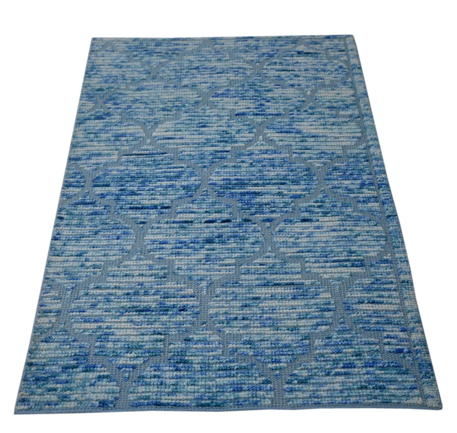 Modernes Handgeknüpfter Wolle 90x150 Compatible with Vintage Blau Wohnzimmer Teppich SH173