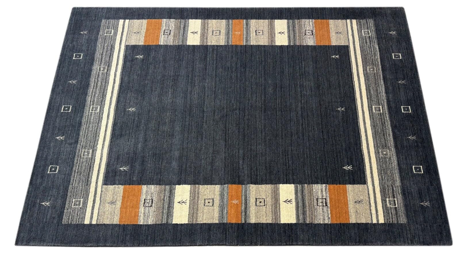 Handgewebter Wolle Teppich 170x240 cm Farbe: Grau, Orange, beige Sharda08