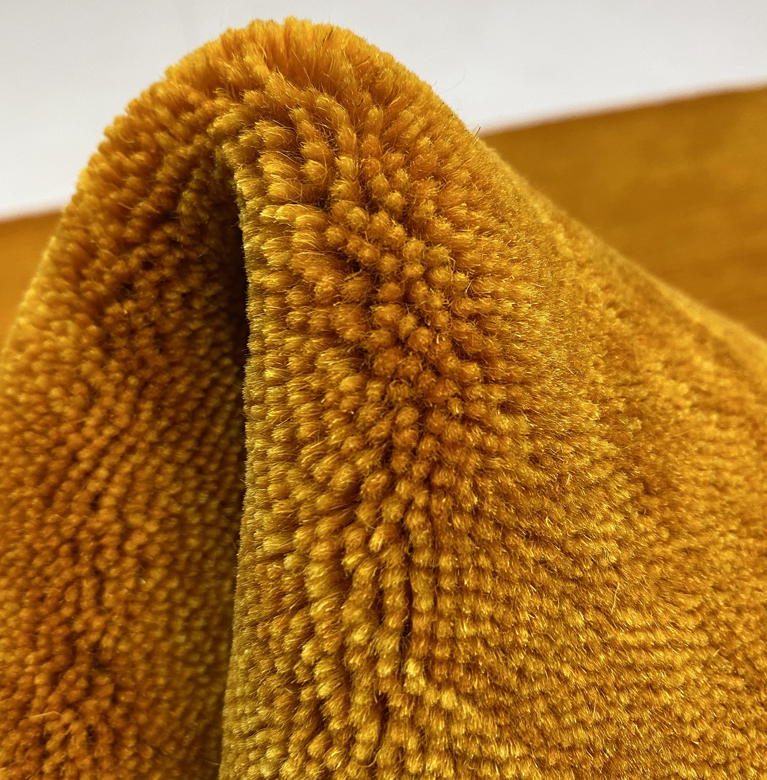 Teppich 100% Wolle Gabbeh 170x240 cm Handgewebt einfarbig gefärbt (Gold)