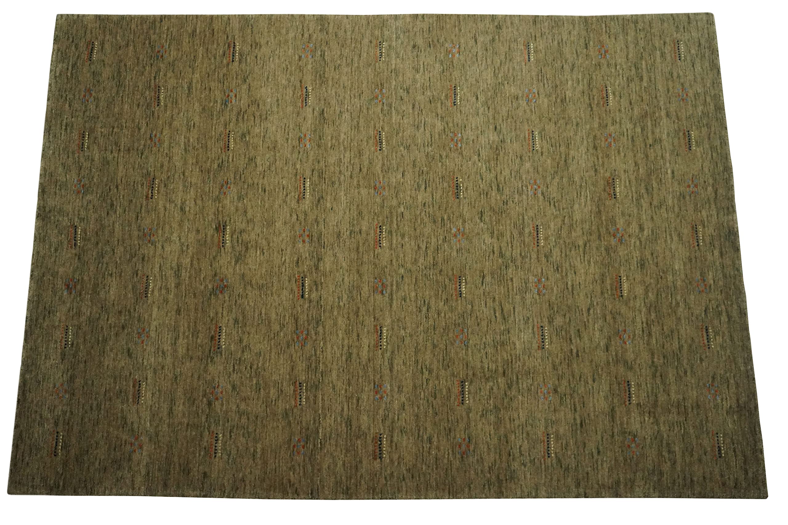 Gabbeh Teppich Dunkel Beige 100% Wolle 170x240 cm Handgewebt Orientteppich Lr663