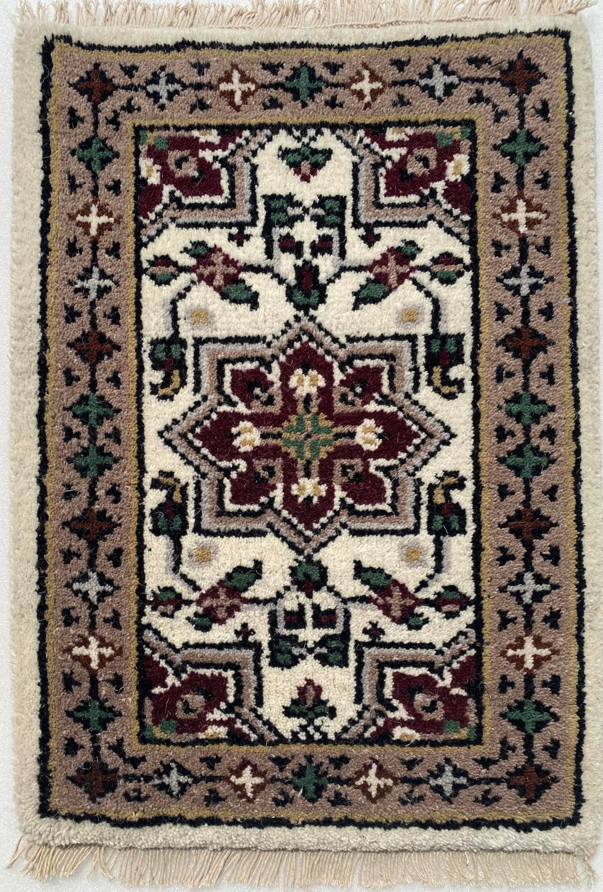 WAWA TEPPICHE Orientteppich Brücke 40X60 cm Handgeknüpft Teppich Fussmatten Debbbich 100% Wolle (BEIGE)