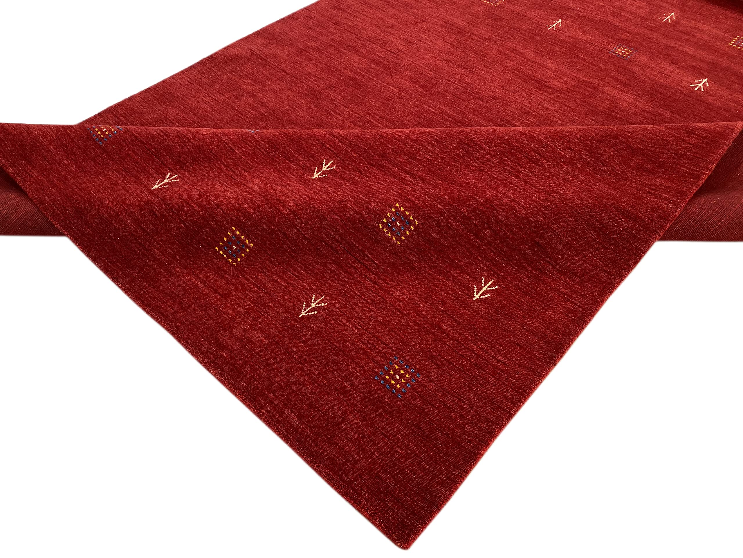Rot Gabbeh Teppich 100% Wolle 175x240 cm Handgewebt Orientteppich Lr738