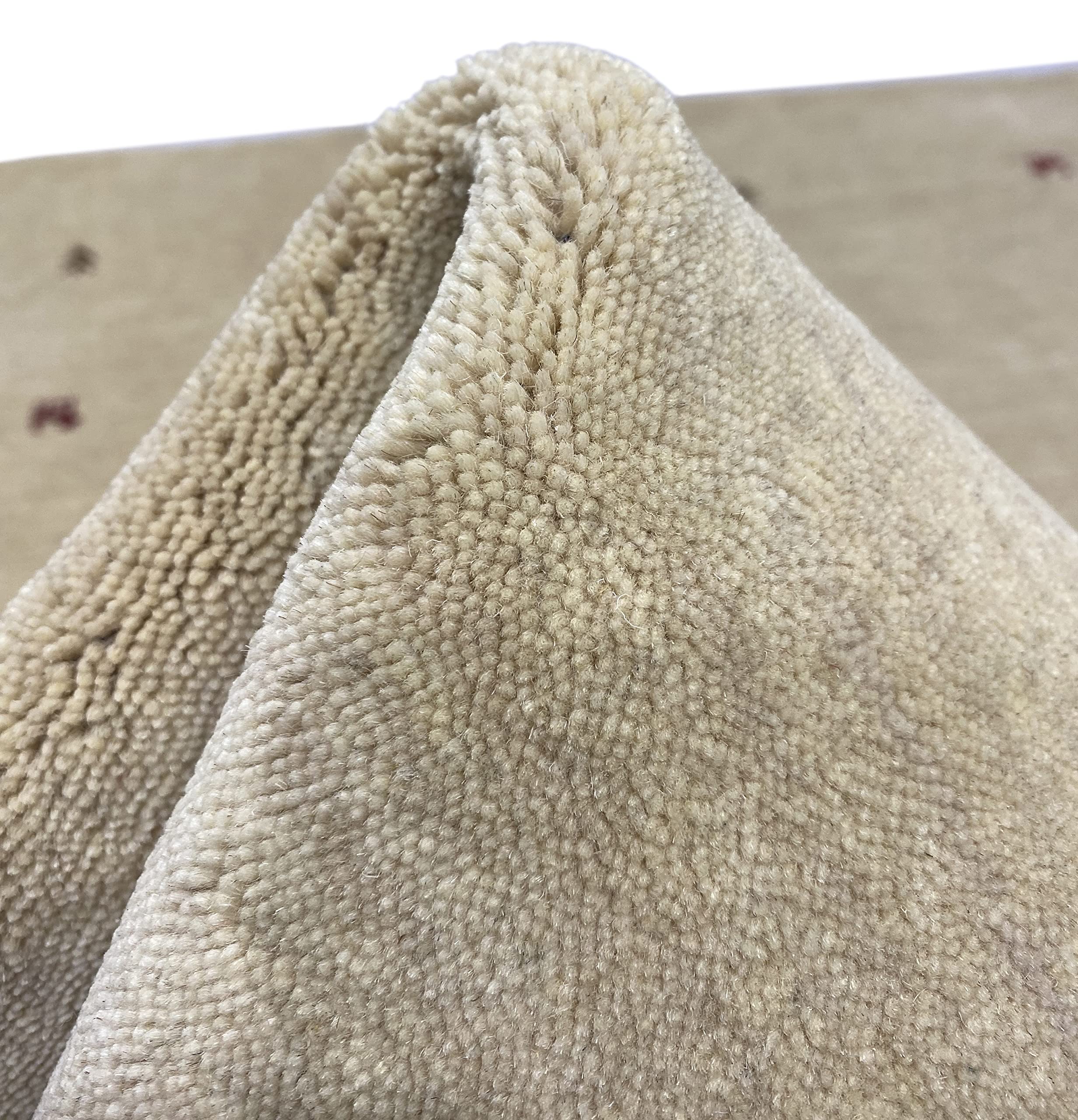 Gabbeh Beige Teppich 100% Wolle Handgewebt Orientteppich Loom Lori (70 x 140 cm, Beige T3)