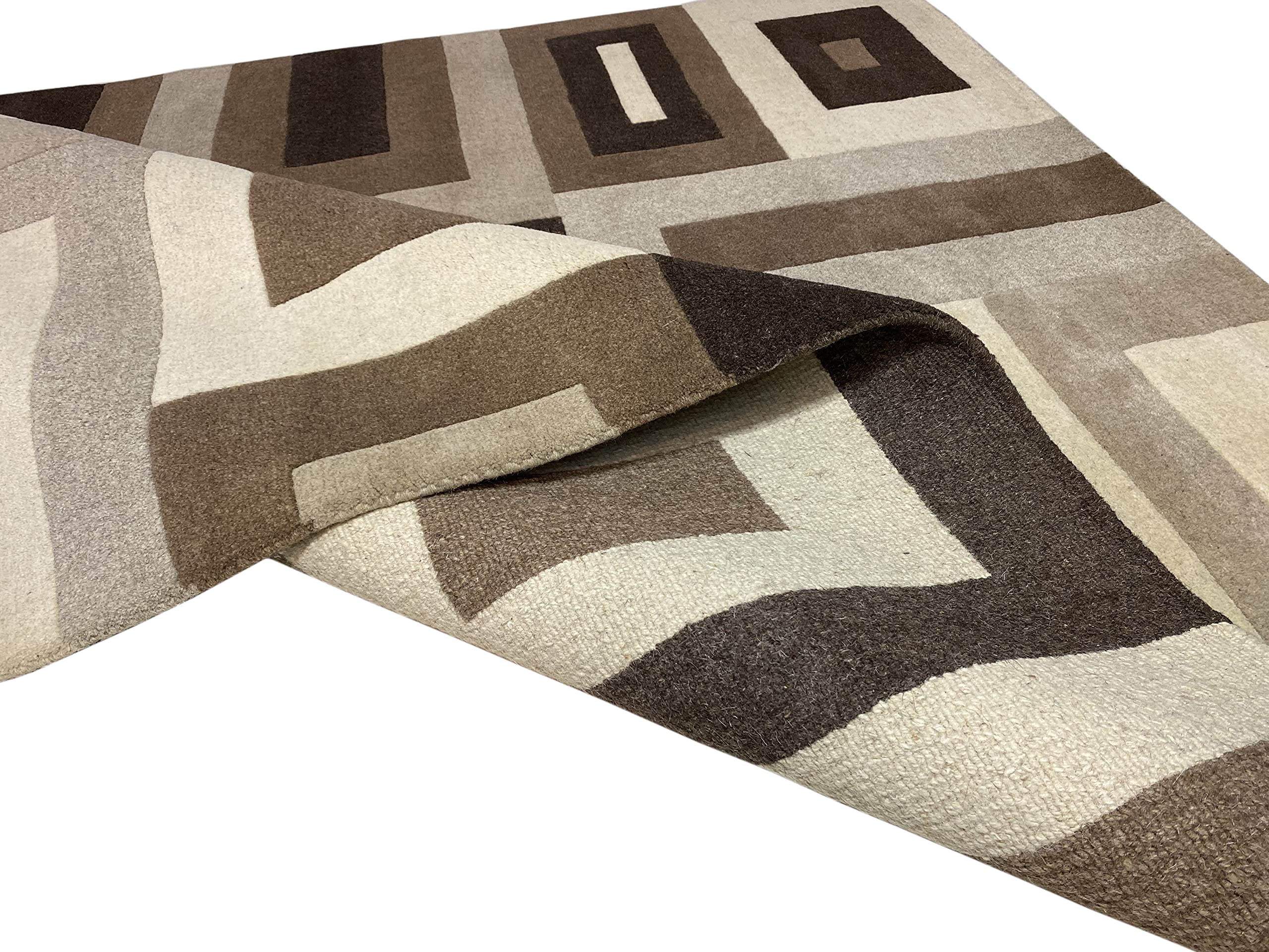 Indo Nepal Handgeknüpft Teppich Beige Braun 100% Wolle Hochwertiger Orientteppich