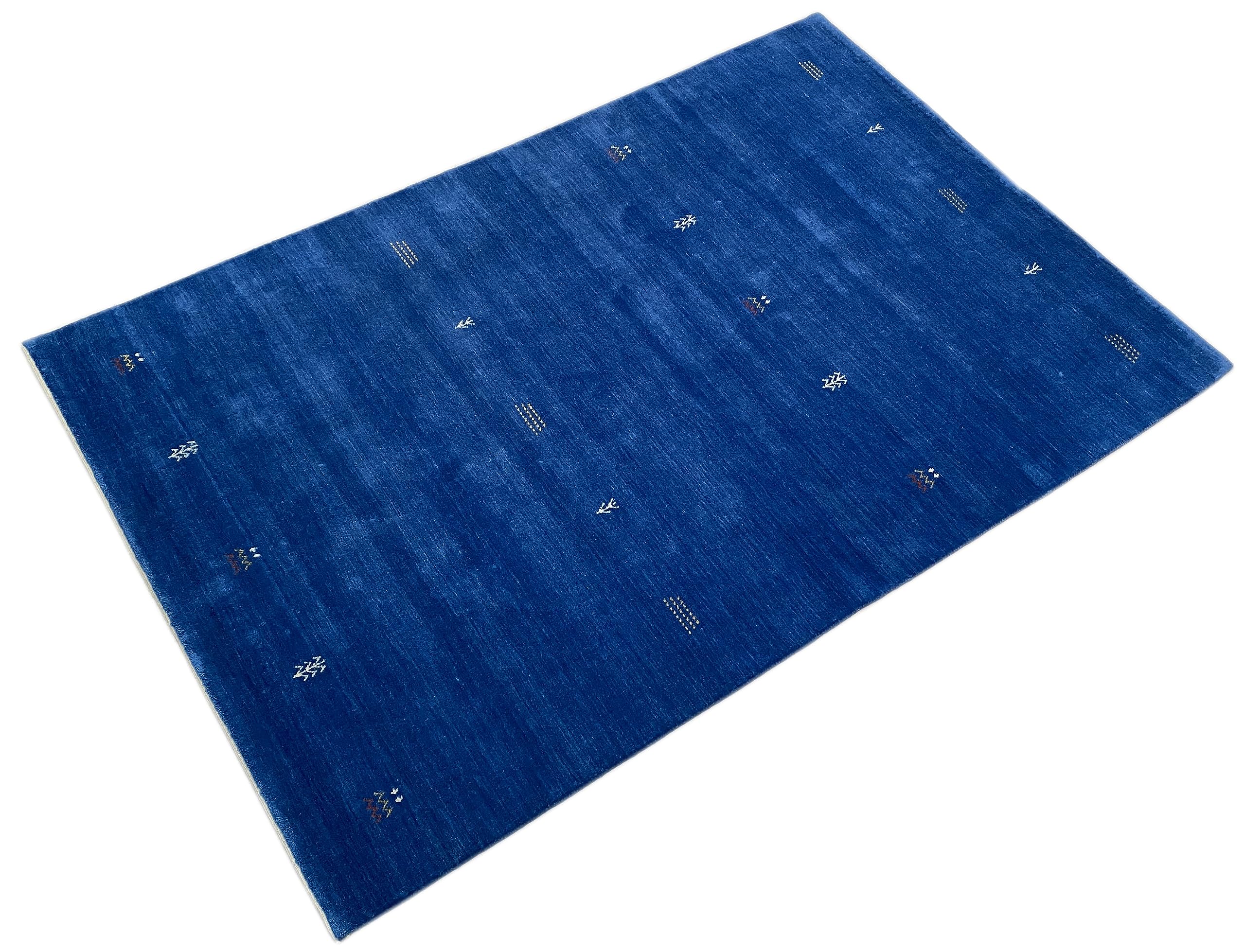 Gabbeh Teppich Blau 100% Wolle 200x300 cm Handgewebt Orientteppich G64T6