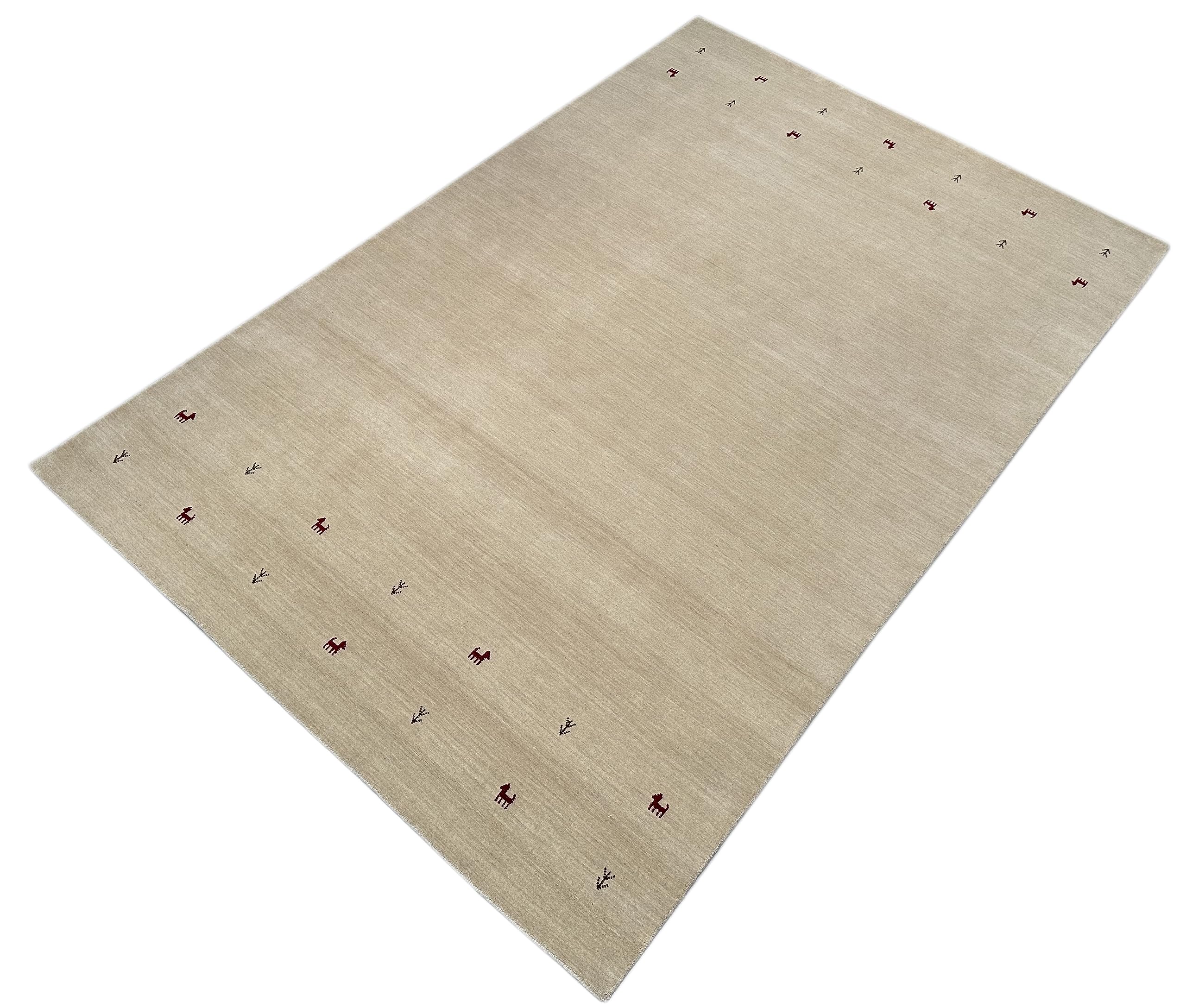 Gabbeh Beige Teppich 100% Wolle Handgewebt Orientteppich Loom Lori (250 x 300 cm, Beige T3)