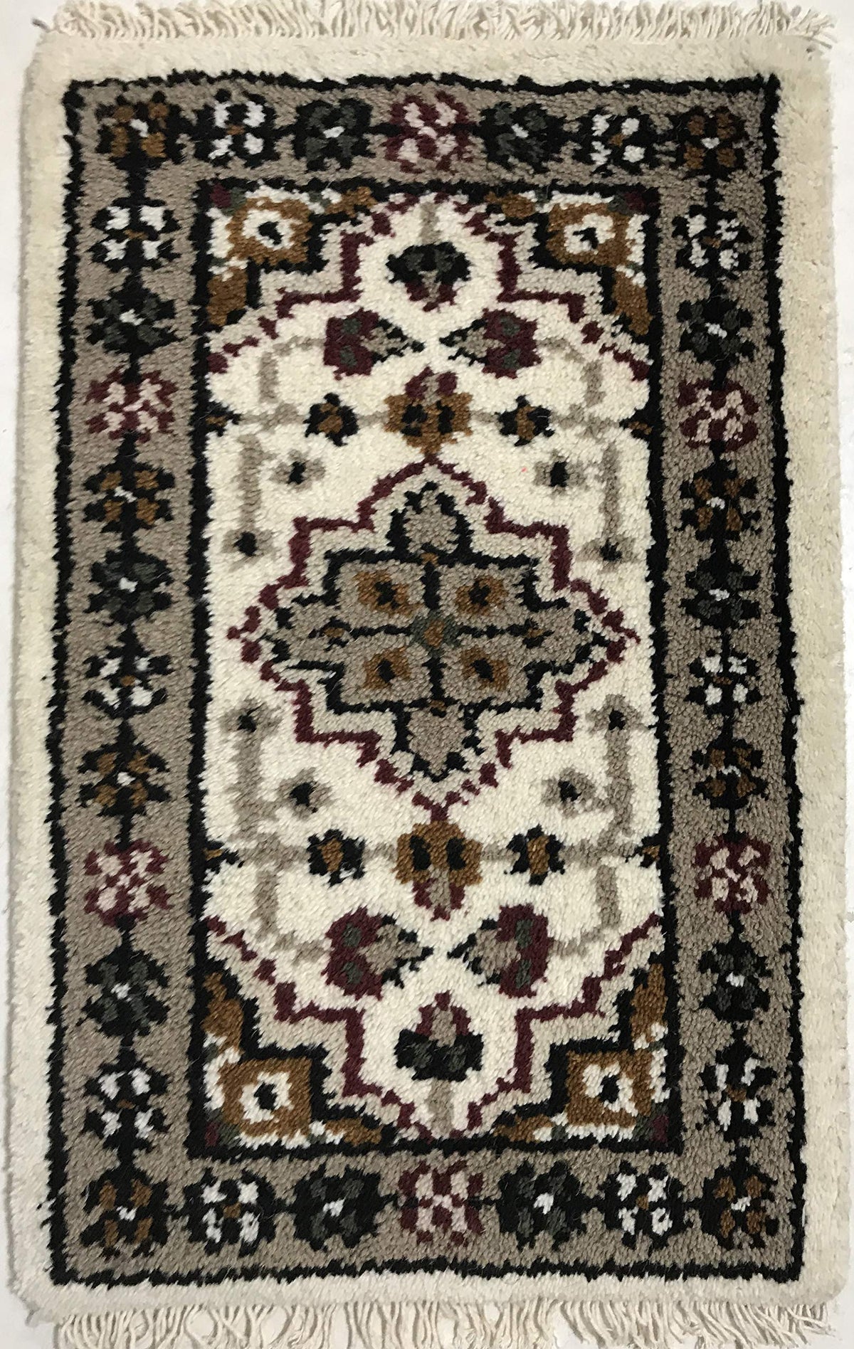 WAWA TEPPICHE Orientteppich Brücke 40X60 cm Handgeknüpft Teppich Fussmatten Debbbich 100% Wolle (BEIGE)