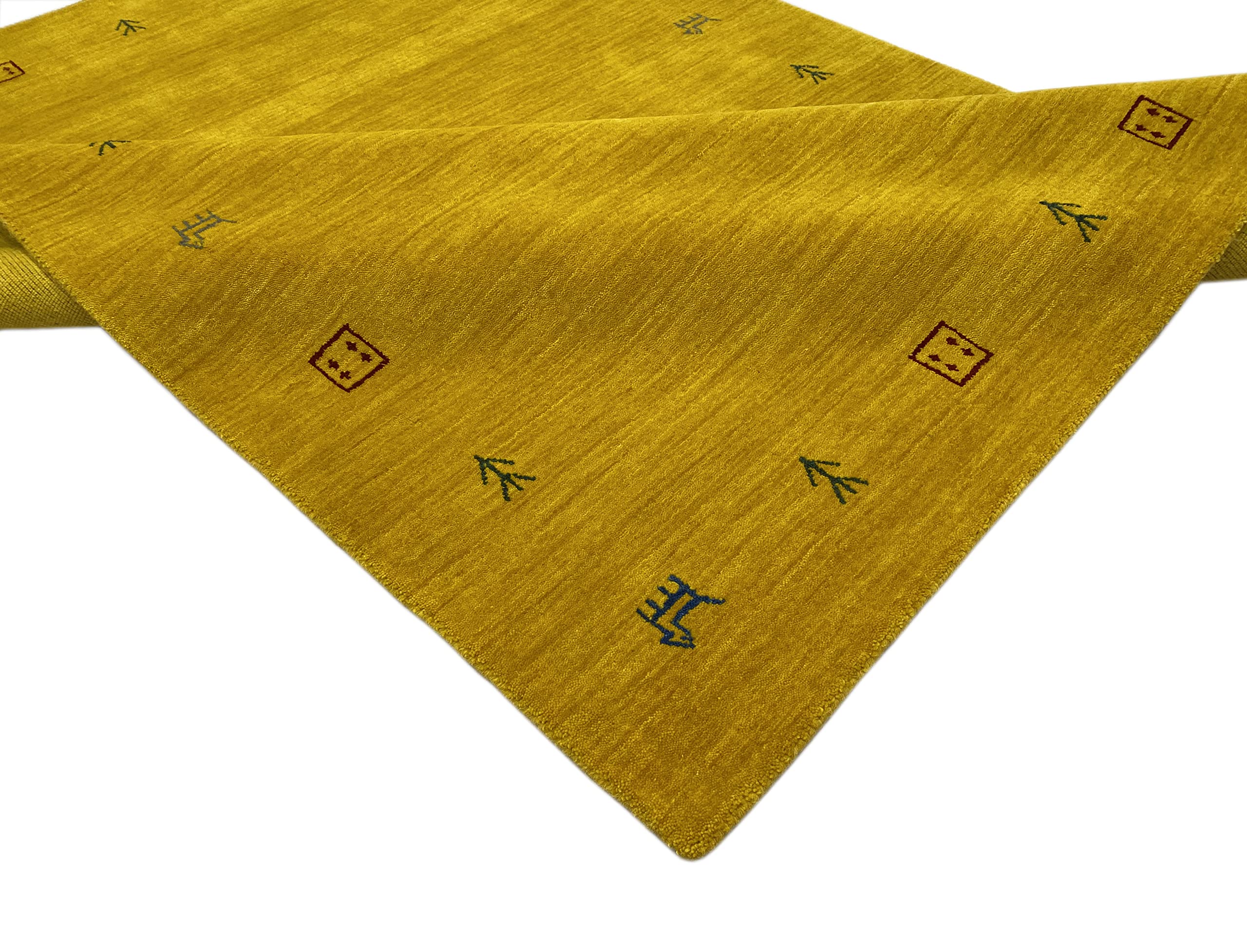 Orientteppich Gold Gabbeh Teppich 100% Wolle Loom Handgefertigt G-630 T