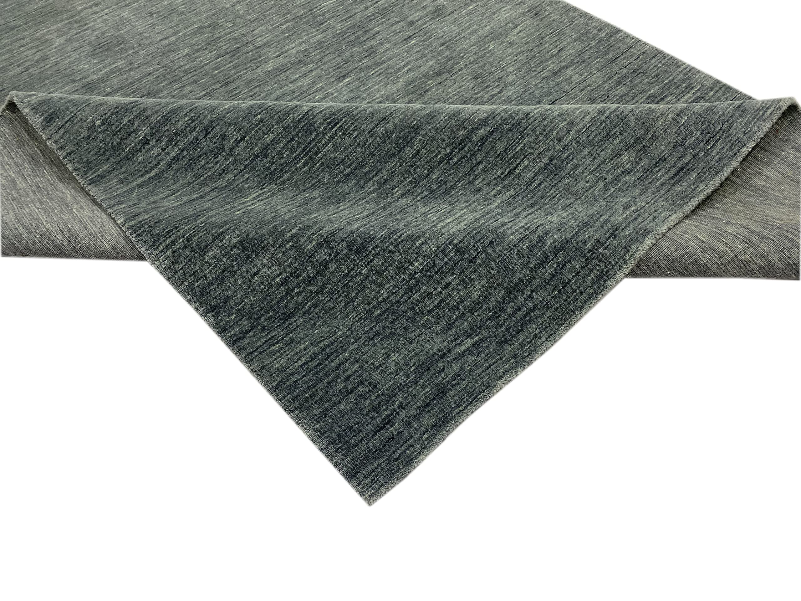 Teppich 100% Wolle Gabbeh 170x240 cm Handgewebt einfarbig gefärbt (Grau)