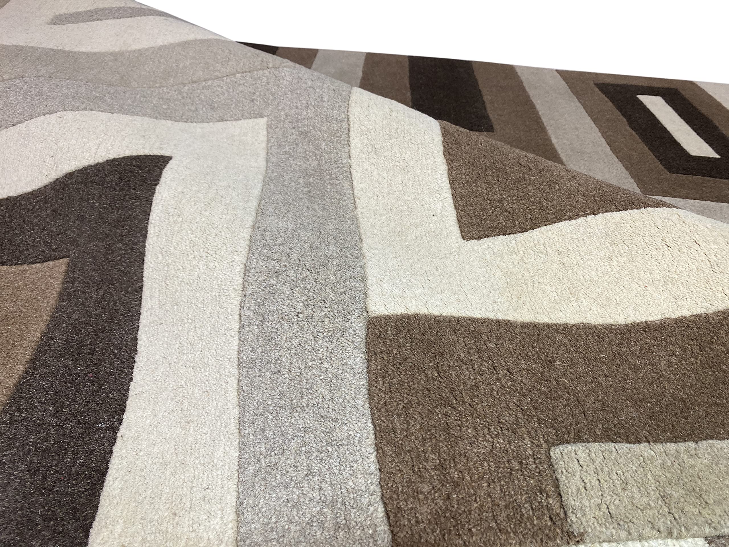 Indo Nepal Handgeknüpft Teppich Beige Braun 100% Wolle Hochwertiger Orientteppich