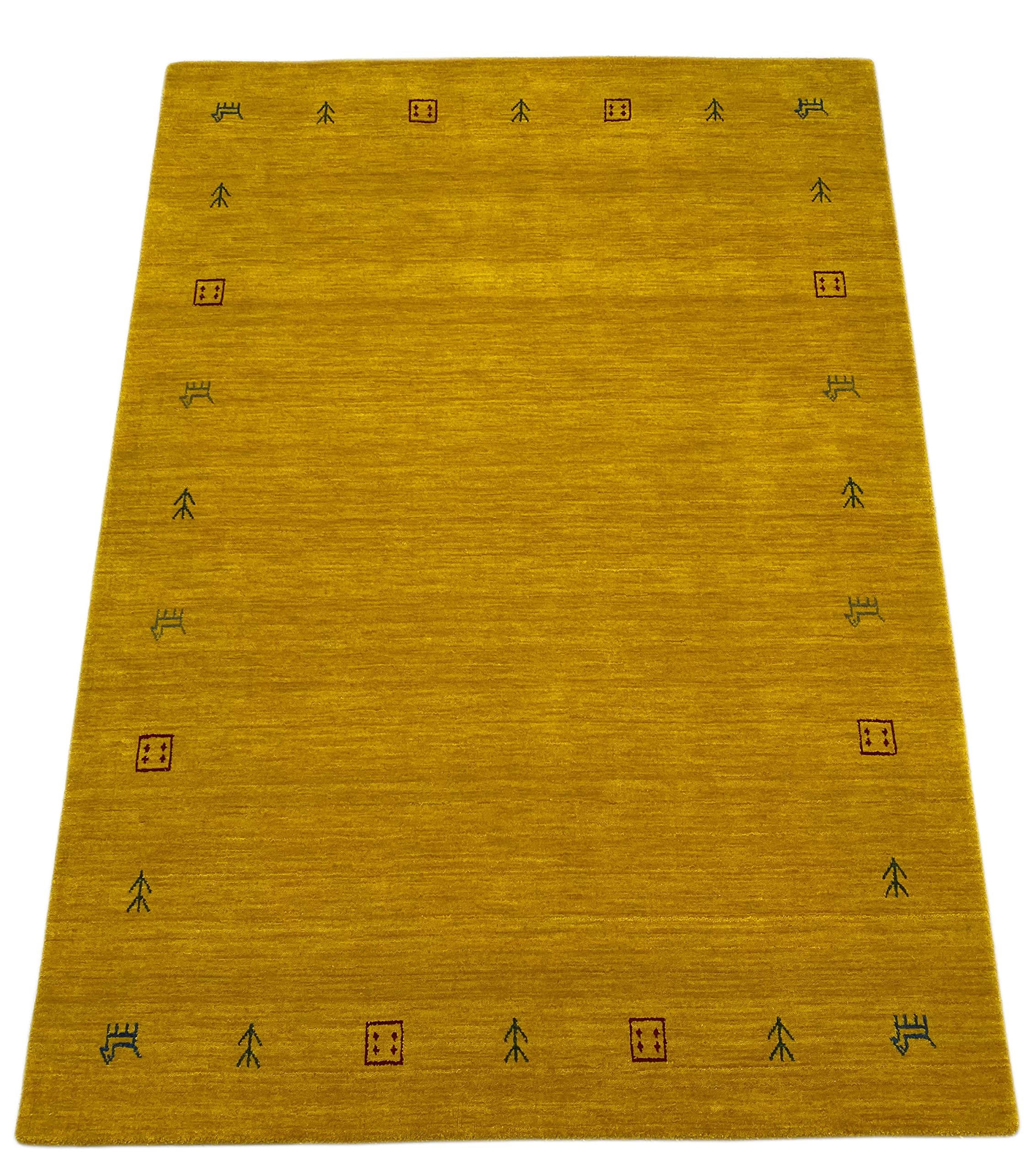 Orientteppich Gold Gabbeh Teppich 100% Wolle Loom Handgefertigt G-630 T