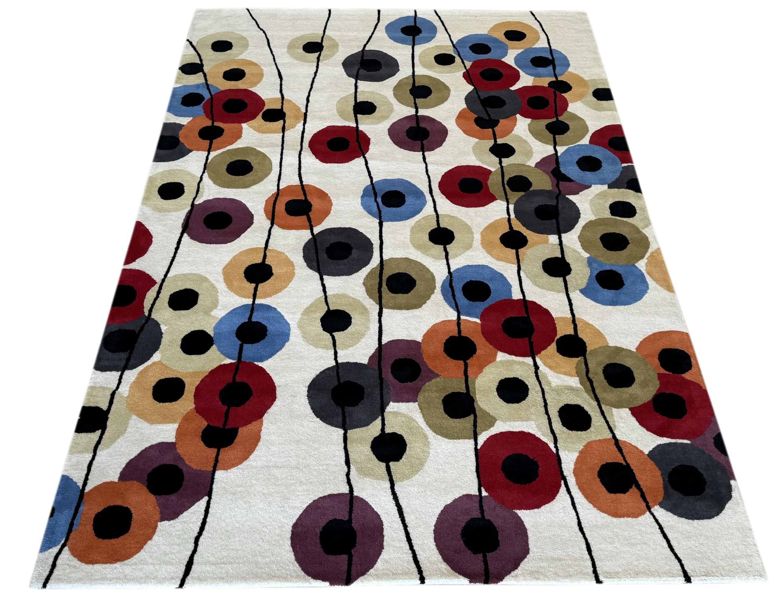 Wohnzimmer Teppich 100% Wolle Beige 200X300 cm Orientteppich Handgewebt CD 1