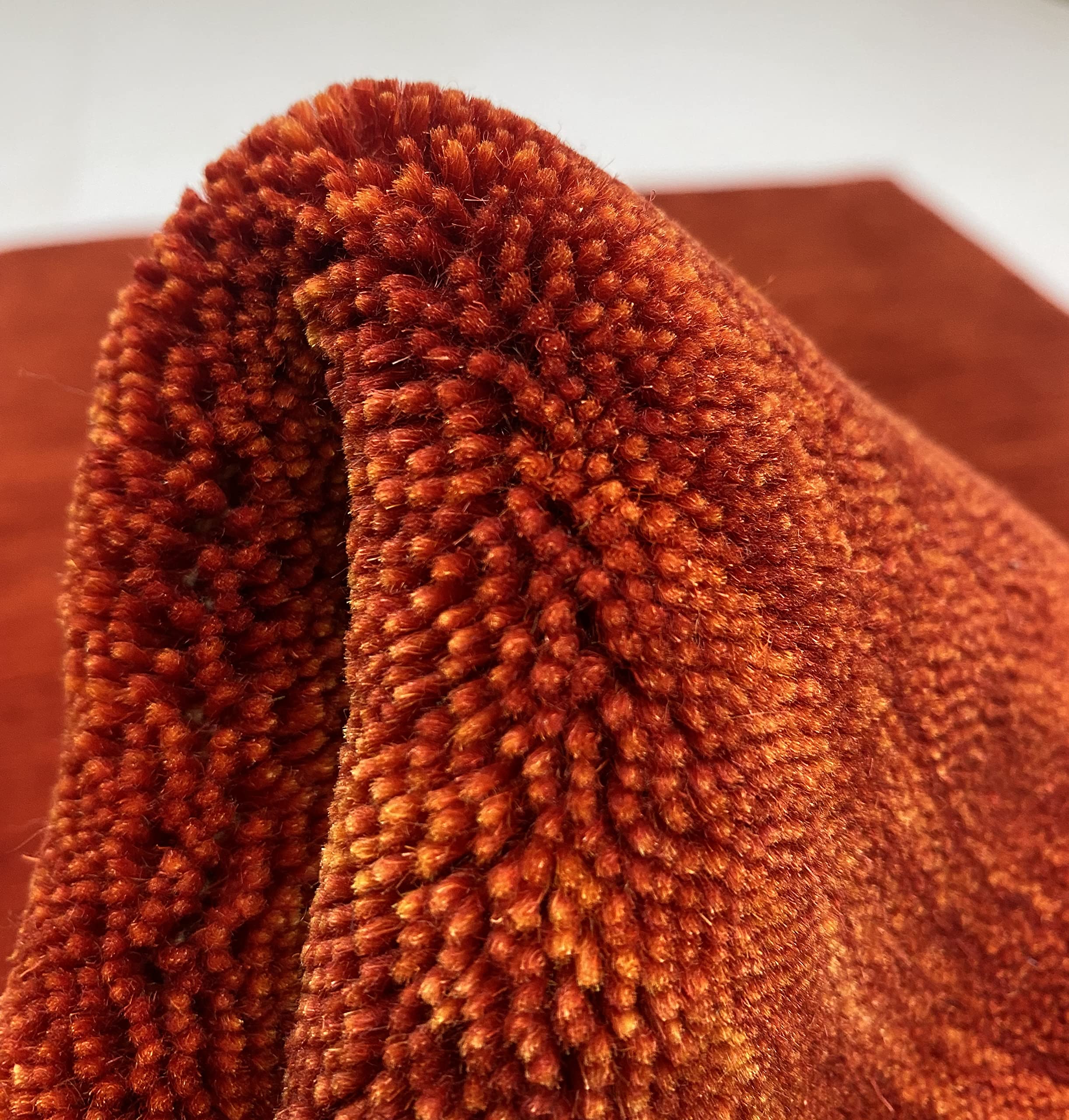 Teppich 100% Wolle Gabbeh 170x240 cm Handgewebt einfarbig gefärbt (Orange)