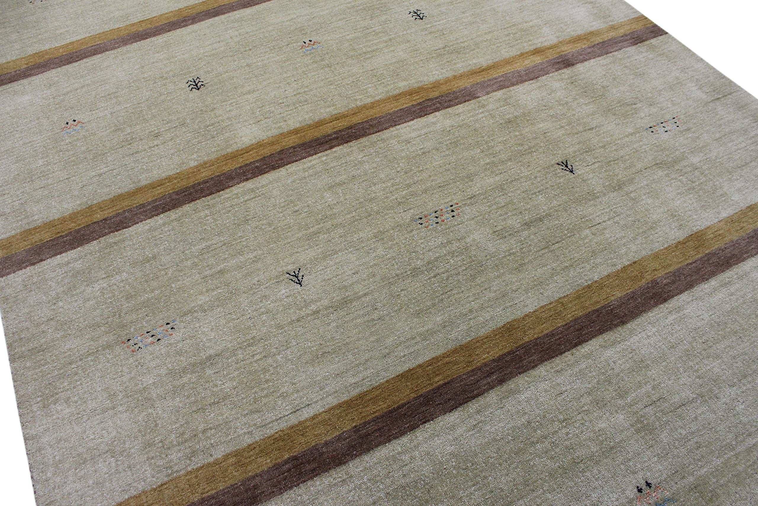 WAWA TEPPICHE Gabbeh Teppich Orange Beige 100% Wolle 170x240 cm Orient Handgewebt Lr477