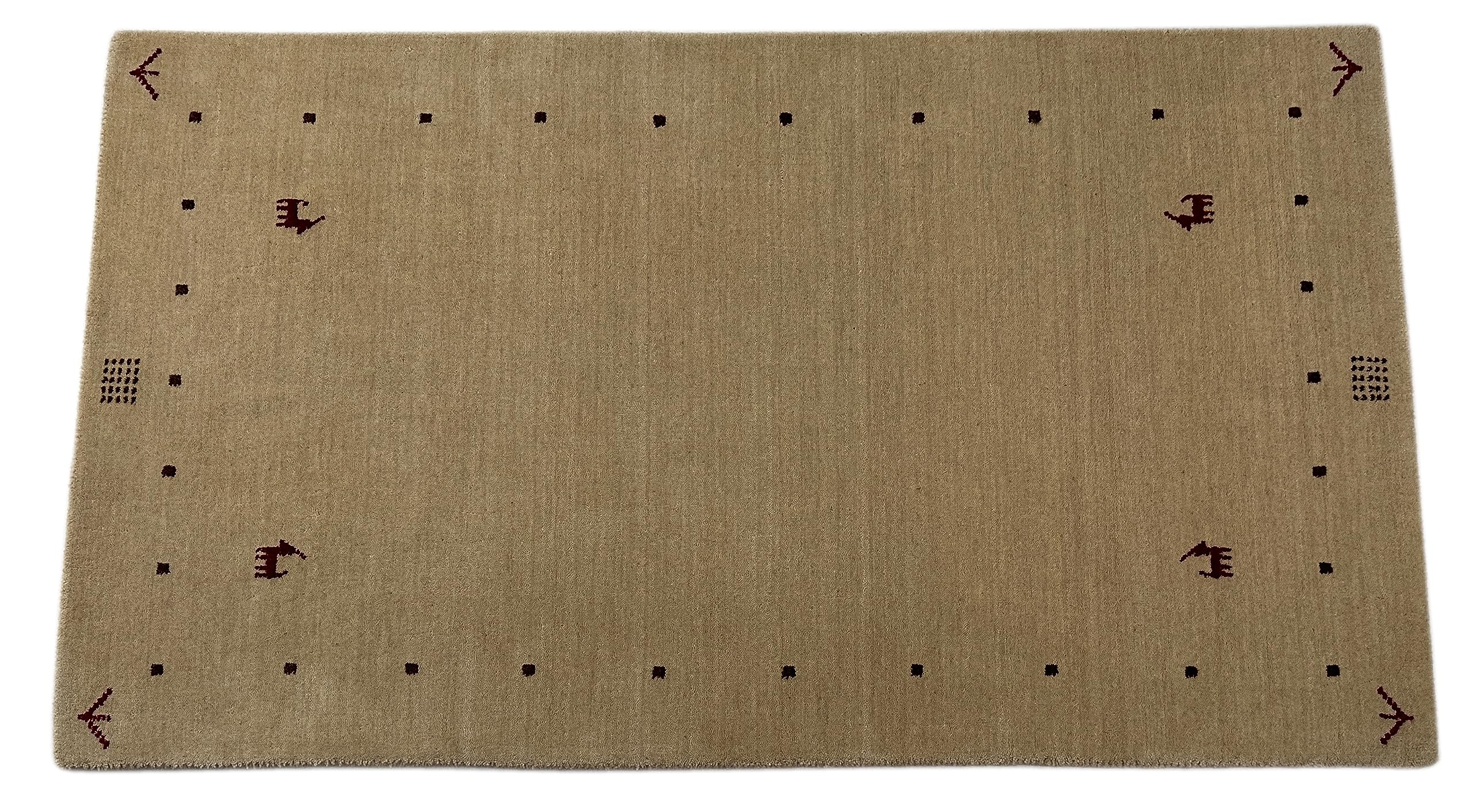 WAWA TEPPICH Handgefertigter orientalischer Gabbeh Teppich aus 100% Wolle Loom Handgewebte