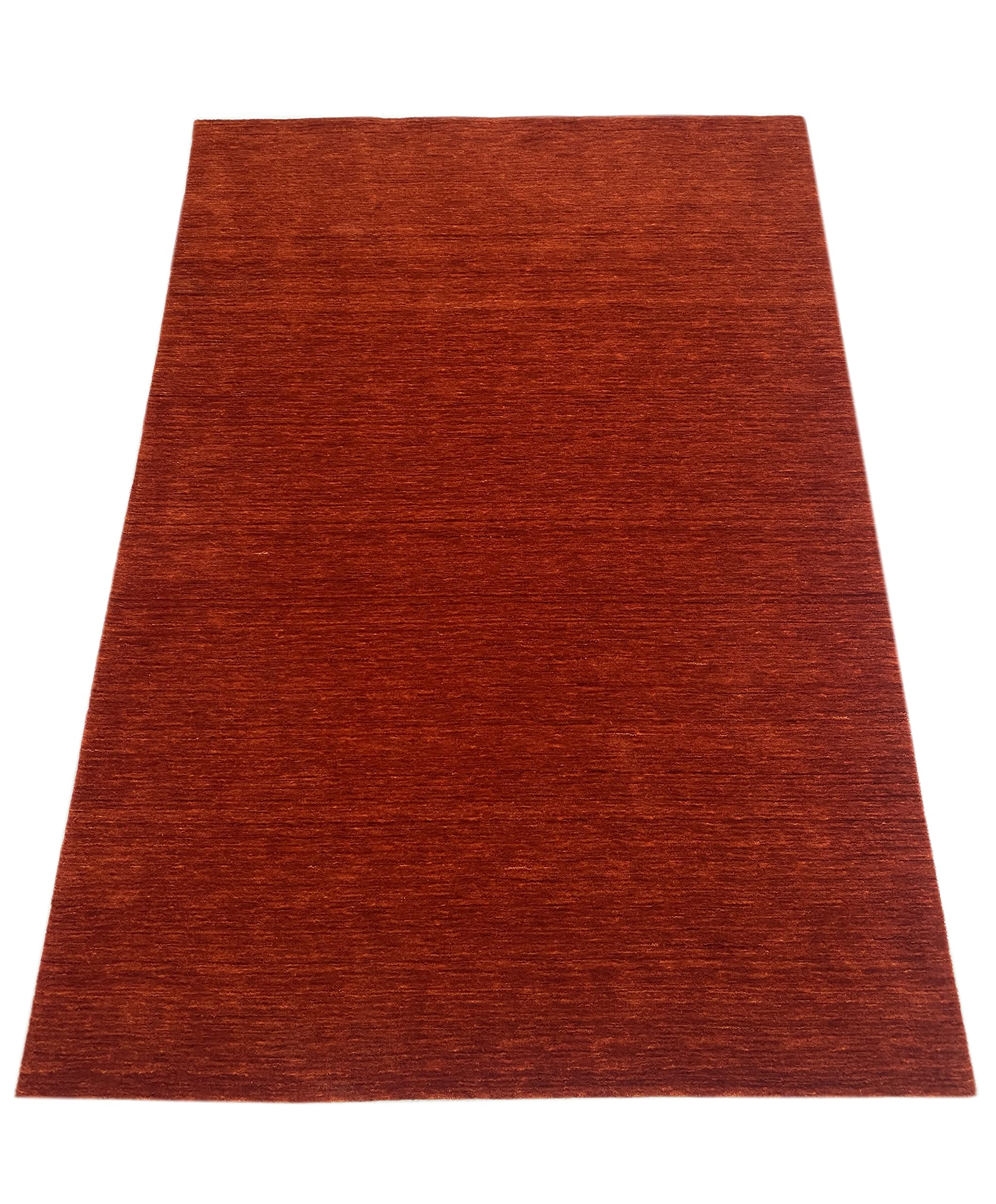 Teppich 100% Wolle Gabbeh 170x240 cm Handgewebt einfarbig gefärbt (Orange)