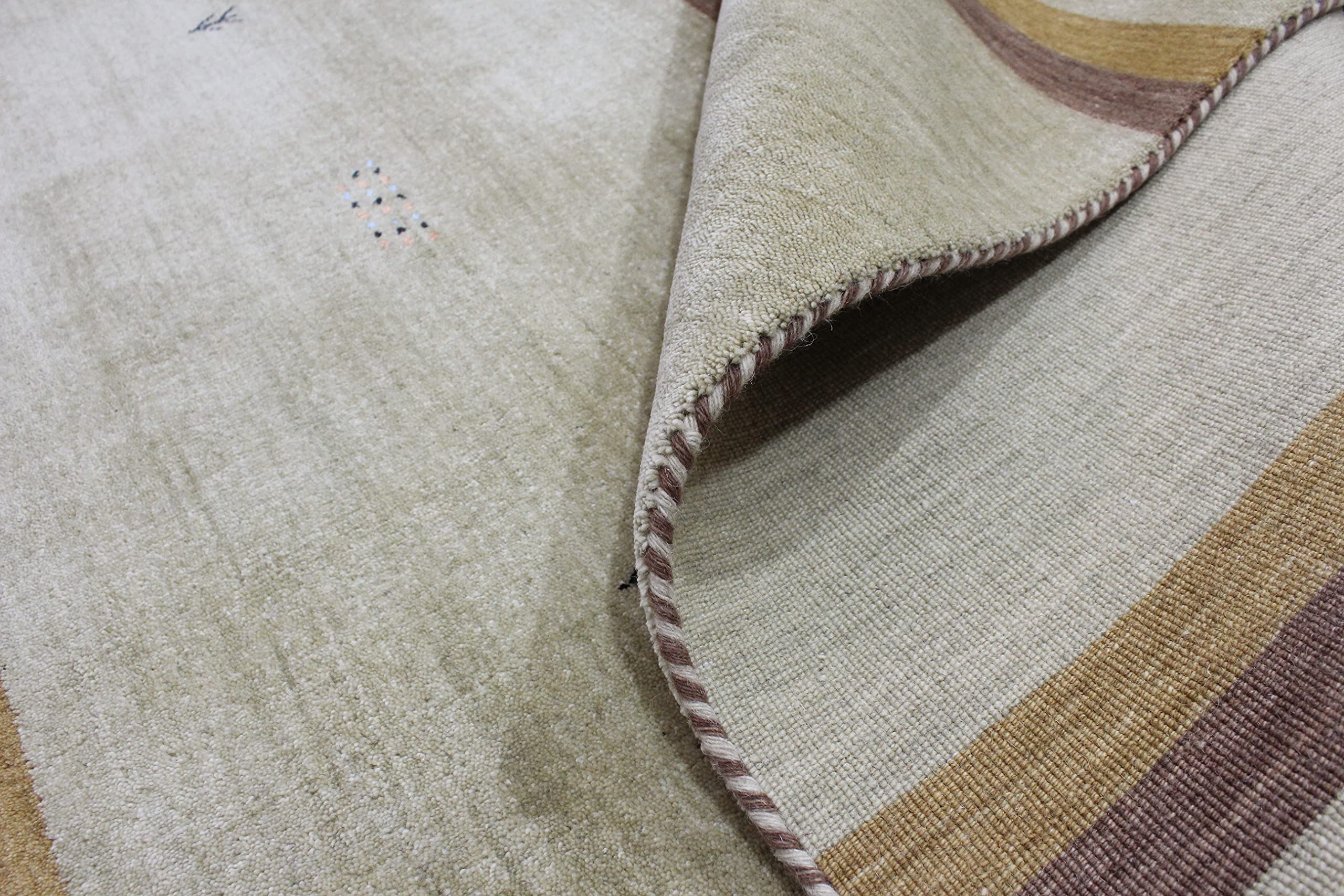 WAWA TEPPICHE Gabbeh Teppich Orange Beige 100% Wolle 170x240 cm Orient Handgewebt Lr477