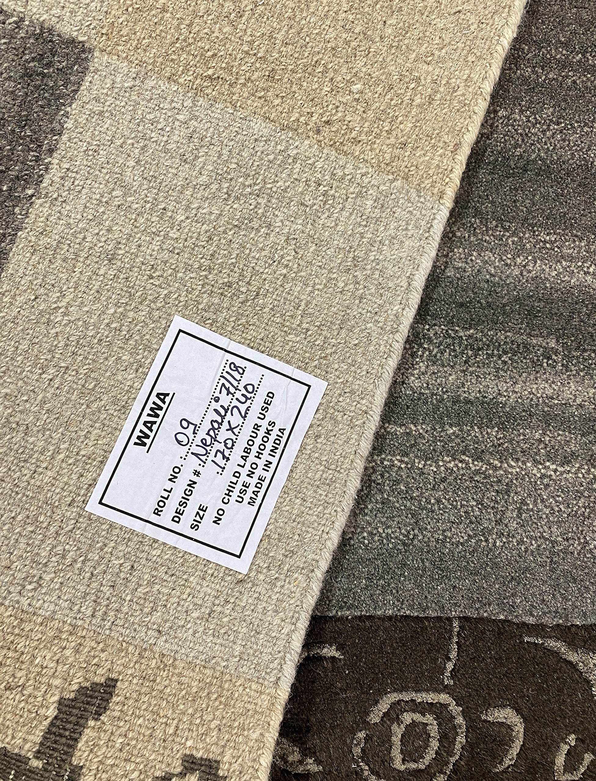 wawa Indo Nepal Handgeknüpft Teppich Beige Grau Schwarz 100% Wolle Hochwertiger Orientteppich (200 x 300 cm)
